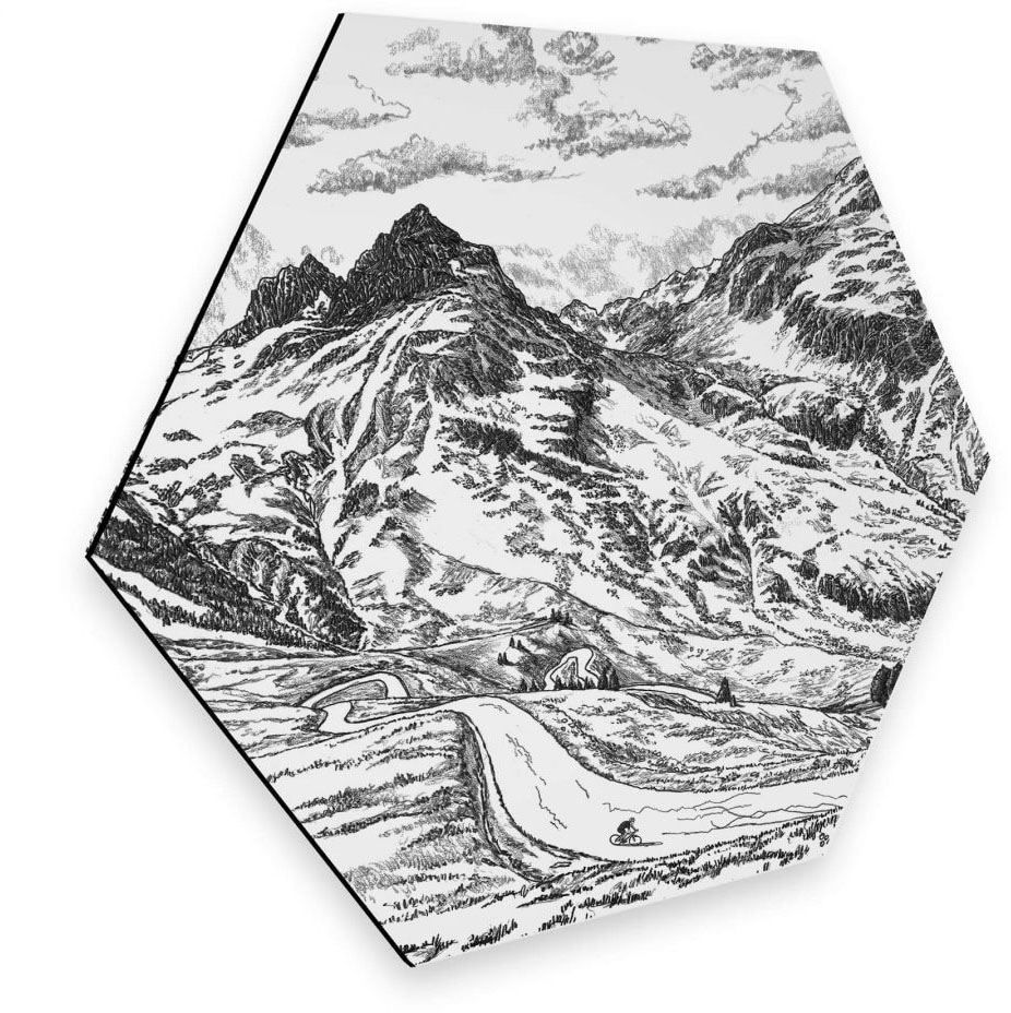 Wall-Art Metallbild »Alpenpass Frankreich Natur Weiß«, Schriftzug, (1 St.), vintage Metallschild