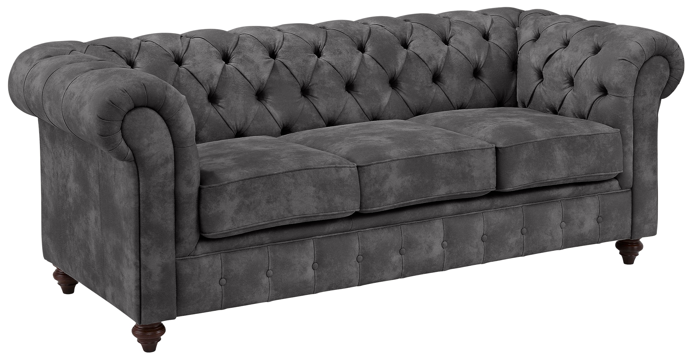 Home affaire Chesterfield-Sofa »Chesterfield 3-Sitzer  B/T/H: 198/89/74 cm« mit hochwertiger Knopfheftung , auch in Leder