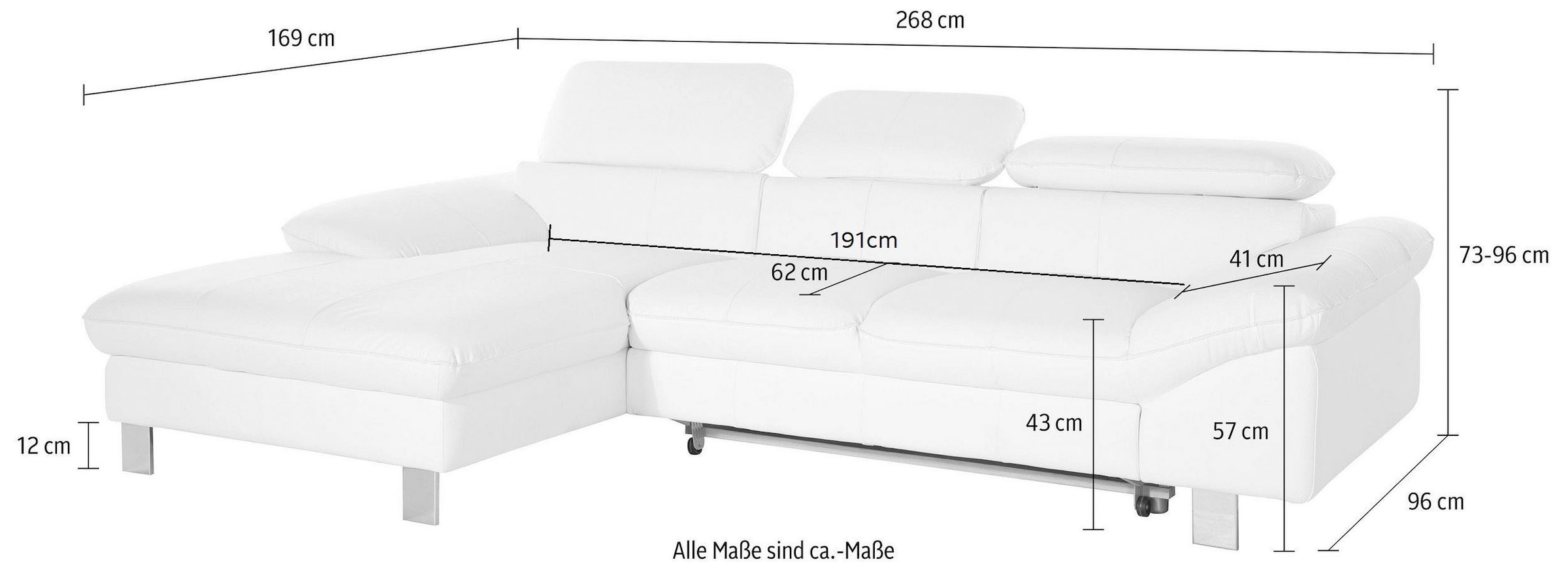 COTTA Ecksofa »Driver L-Form, B: 268 cm« Kopfteilverstellung, optional Bettfunktion & Bettkasten