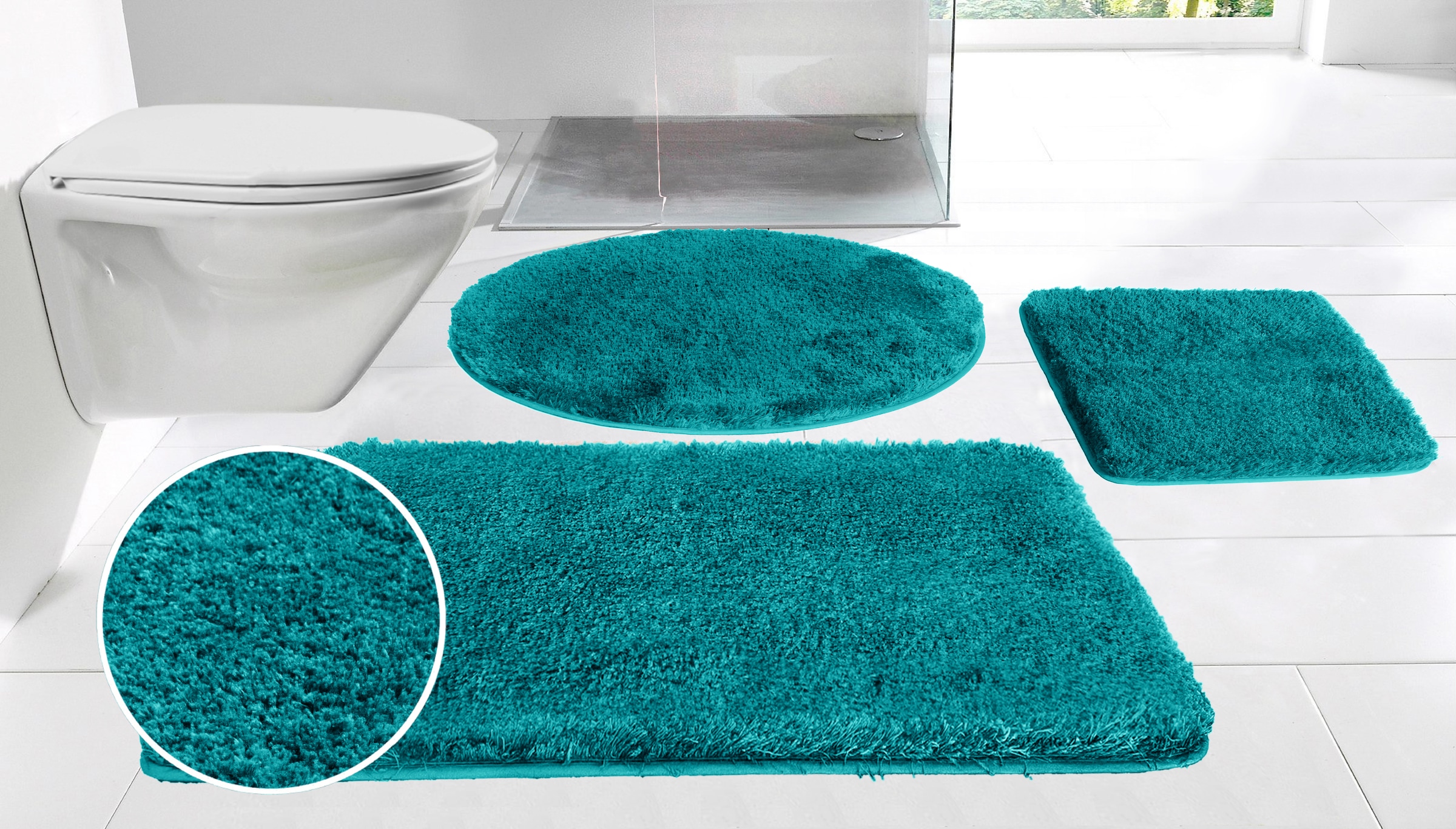 Möve Badematte »Superwuschel, Badvorleger, Badezimmer Teppich« Höhe 40 mm rutschhemmend beschichtet fußbodenheizungsgeeignet | schnell trocknend | strapazierfähig Mikrofaser-Badematte, Badteppich, rechteckig, rund & als 3-tlg. Set