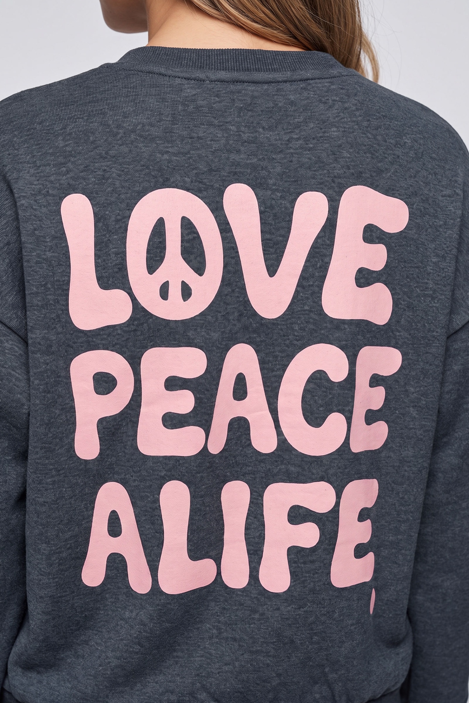 Alife & Kickin Sweatshirt , Peace-Zeichen im Rückenprint, Rippbündchen, Relaxed Fit
