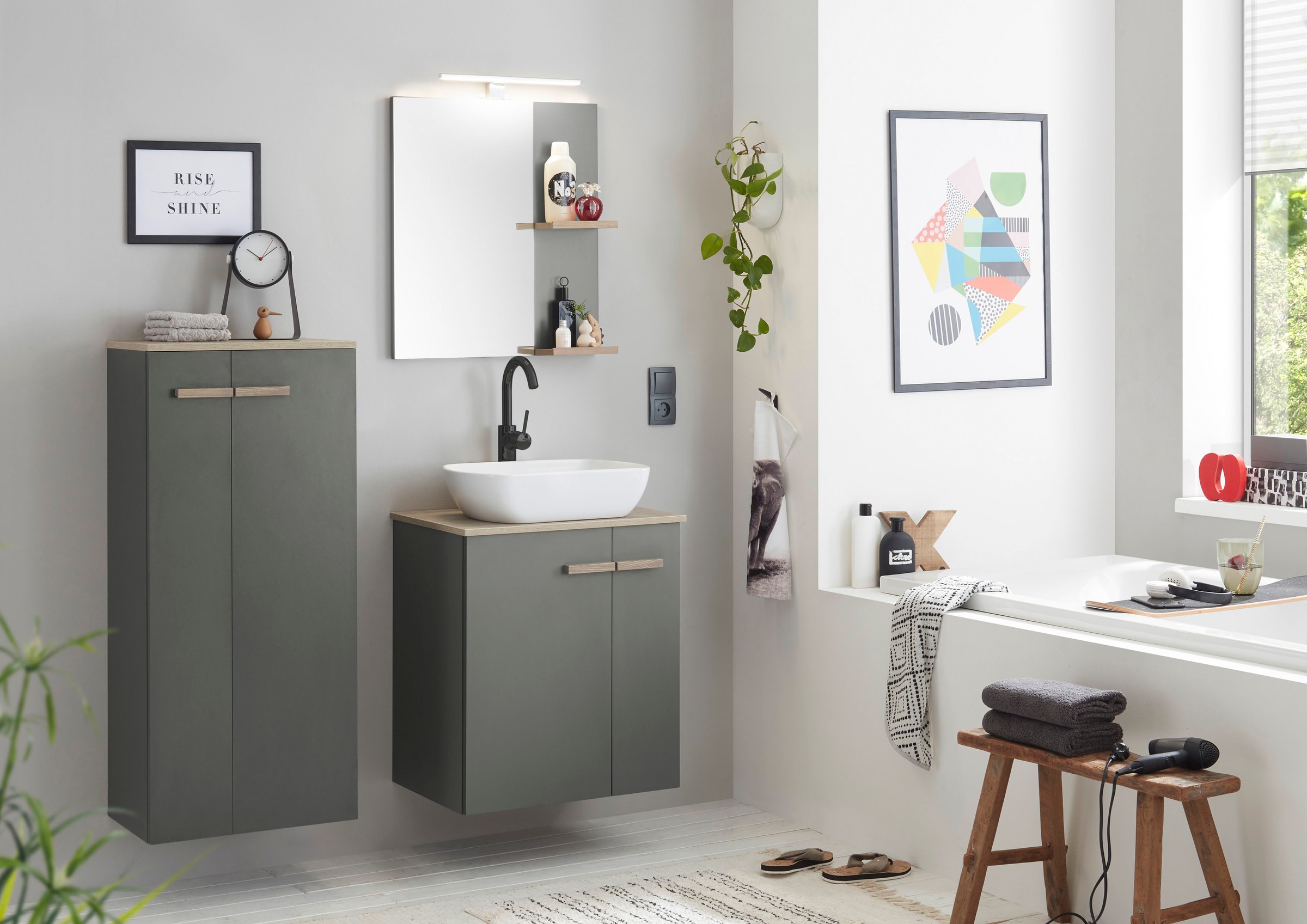 Home affaire Badmöbel-Set »SOLiD, Badmöbel-Set, Bad im modernen Design, 3-teiliges Badezimmer« Set, 3 Stk. tlg.