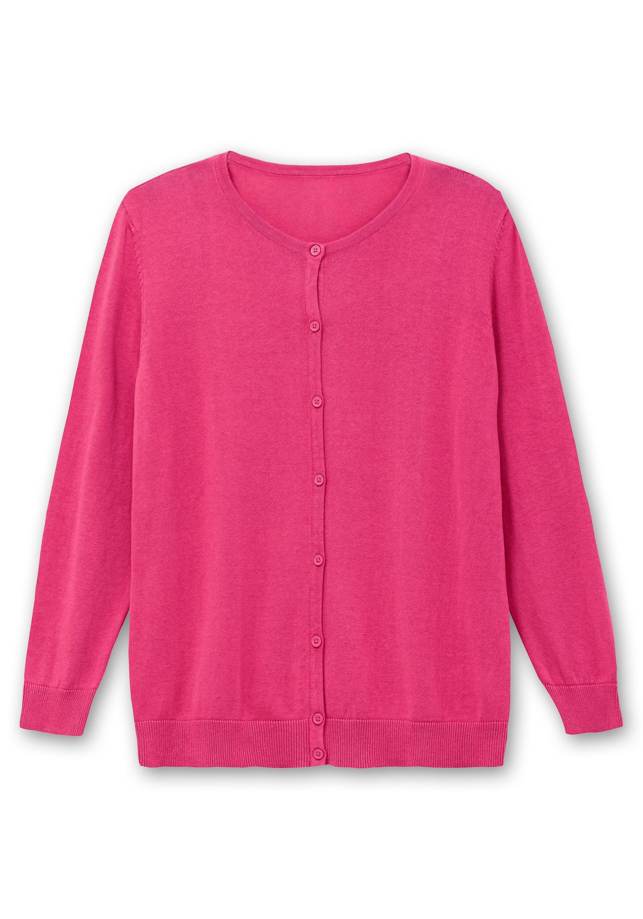 Sheego Strickjacke »Feinstrickjacke aus Baumwolle, mit Knopfleiste«