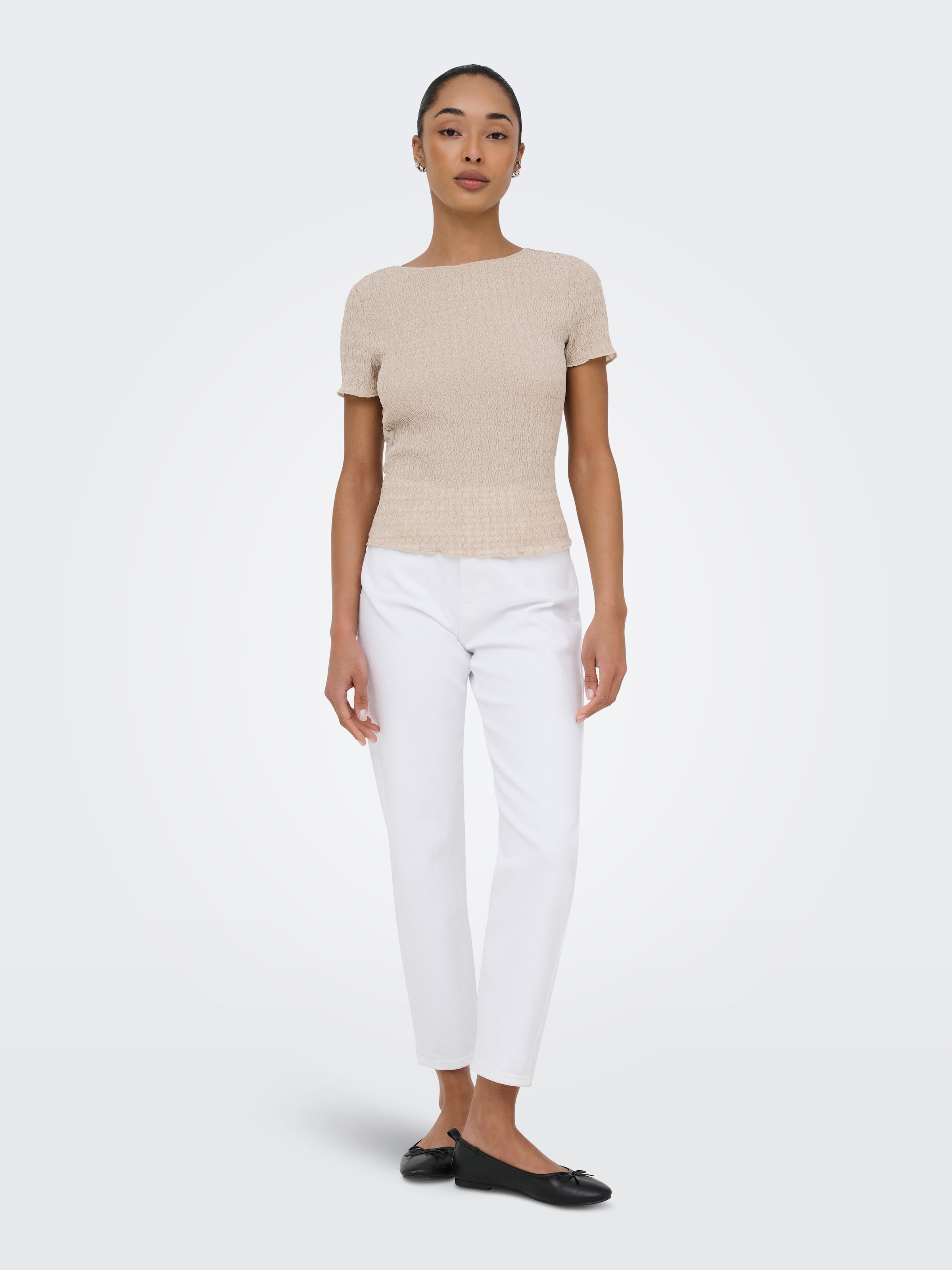 ONLY Kurzarmshirt »ONLILSE S/S TOP STRUCTURE JRS NOOS« Kunstfaser, regular fit