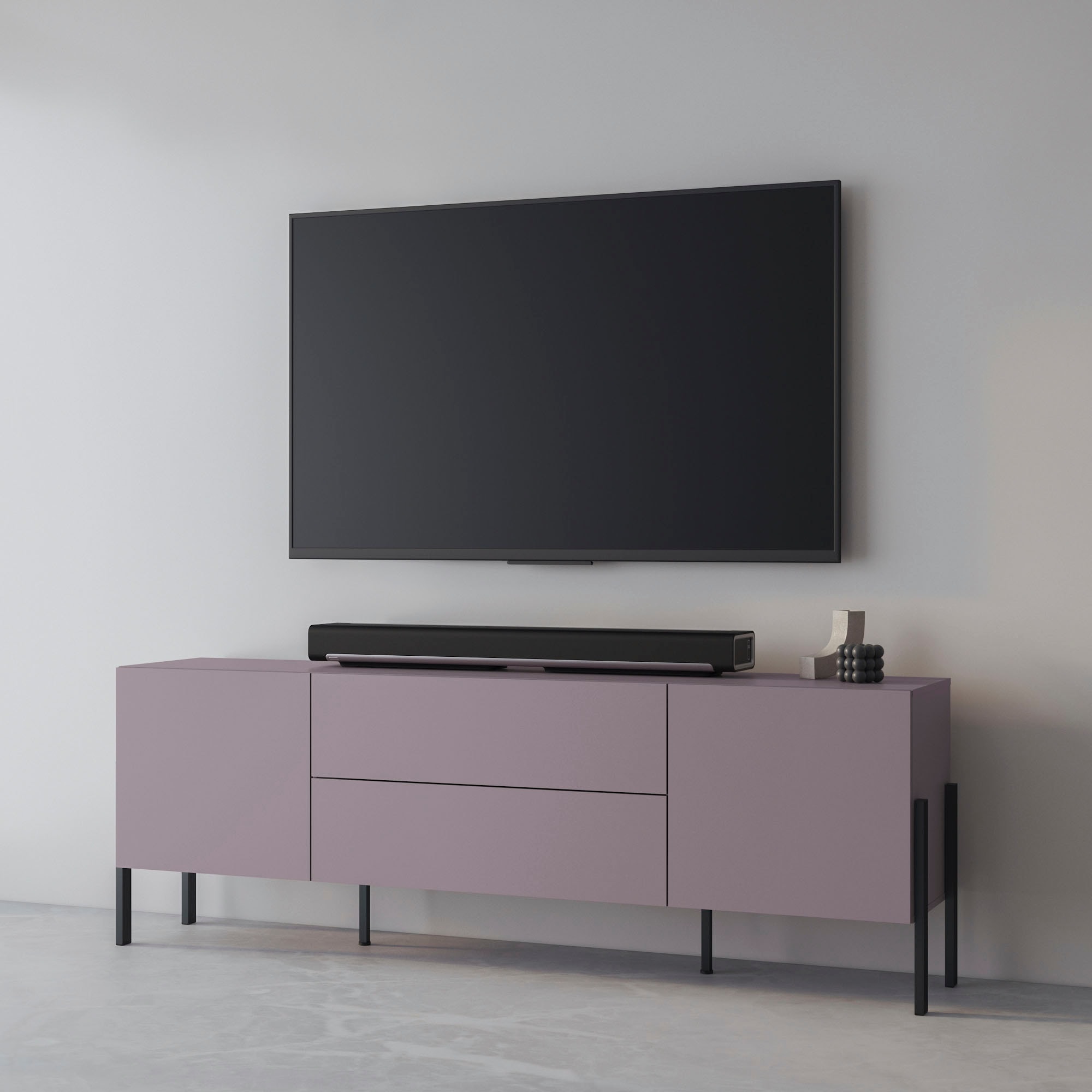 INOSIGN Lowboard »Jukon,Breite 200 cm, moderne grifflose TV-Kommode,2 Türen/2 Schubladen«, TV-Schrank mit viel Stauraum, TV-Board, push-to-open-Funktion