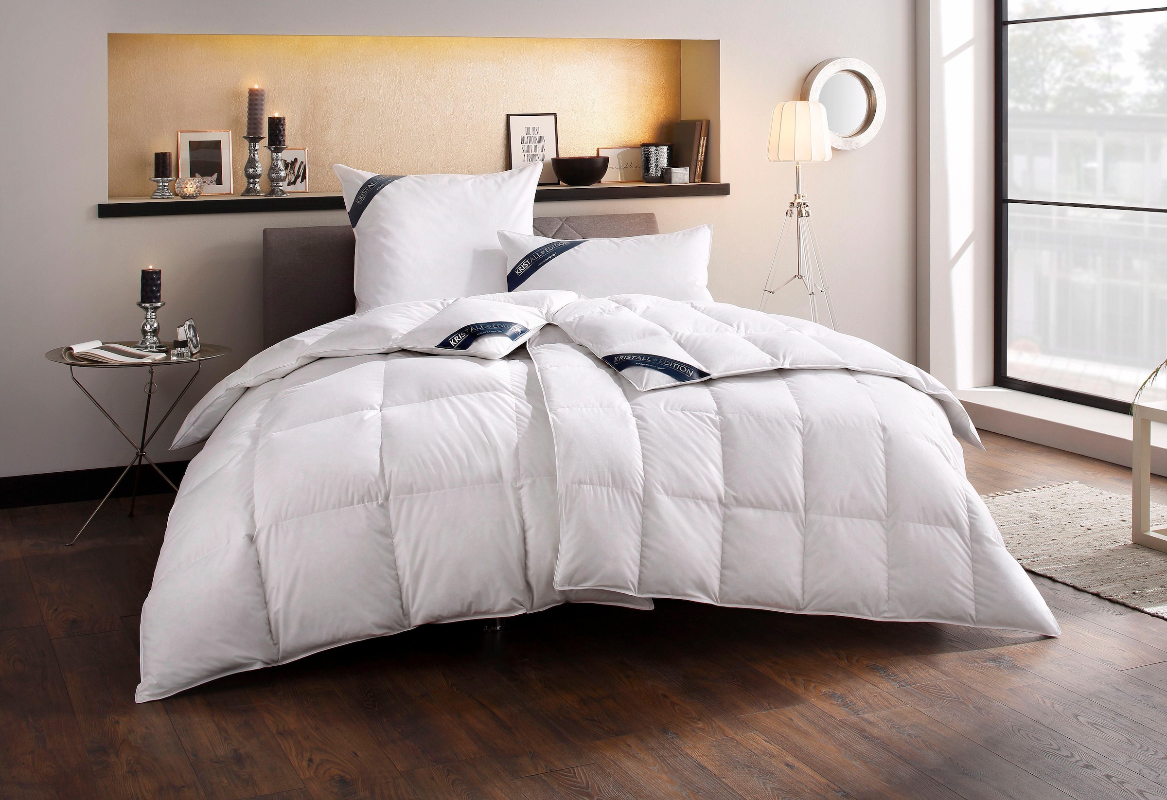 Haeussling Daunenbettdecke + Kopfkissen »Kristall Edition« Spar-Set in verschiedenen Wärmeklasssen in weiß, Größe B/L: 80 cm x 80 cm Anzahl Teile 1