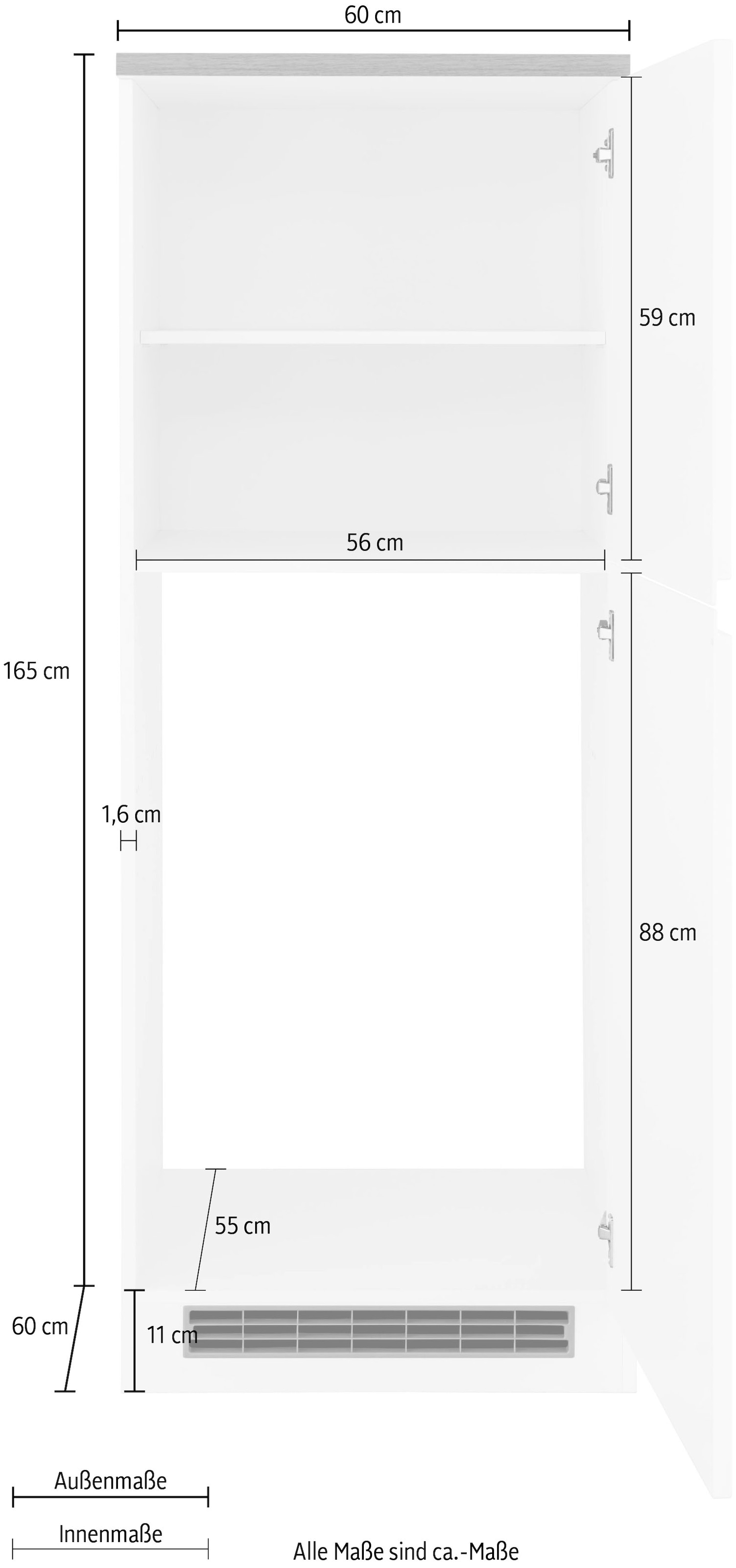 KOCHSTATION Kühlumbauschrank »KS-Virginia«, 165 cm hoch, 60 cm breit, Nische für Kühlschrank: 56/88/55 cm, 2 Türen