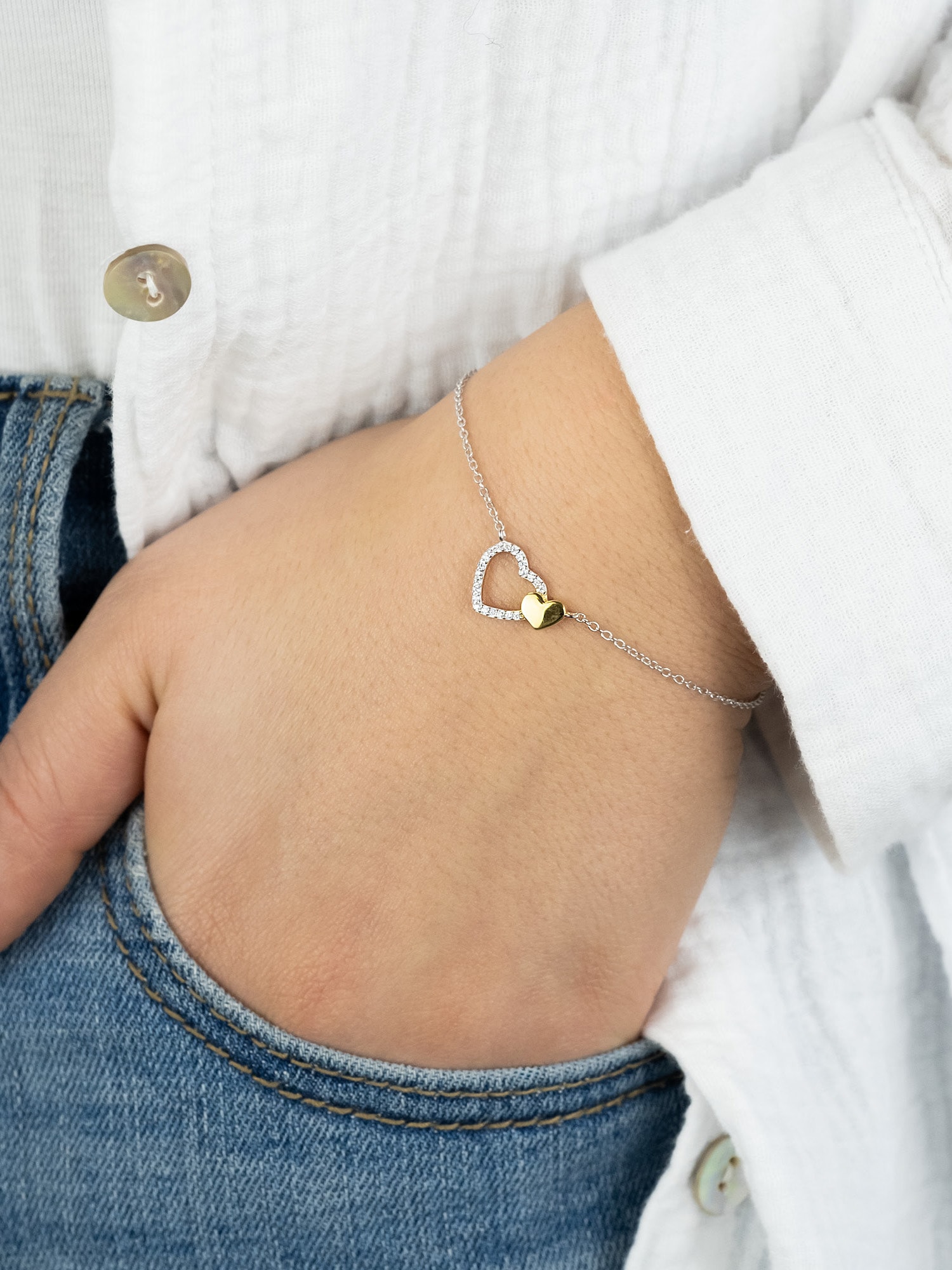 Engelsrufer Armband »Herzen Bicolor« Made in Germany - mit Zirkonia (synth.)