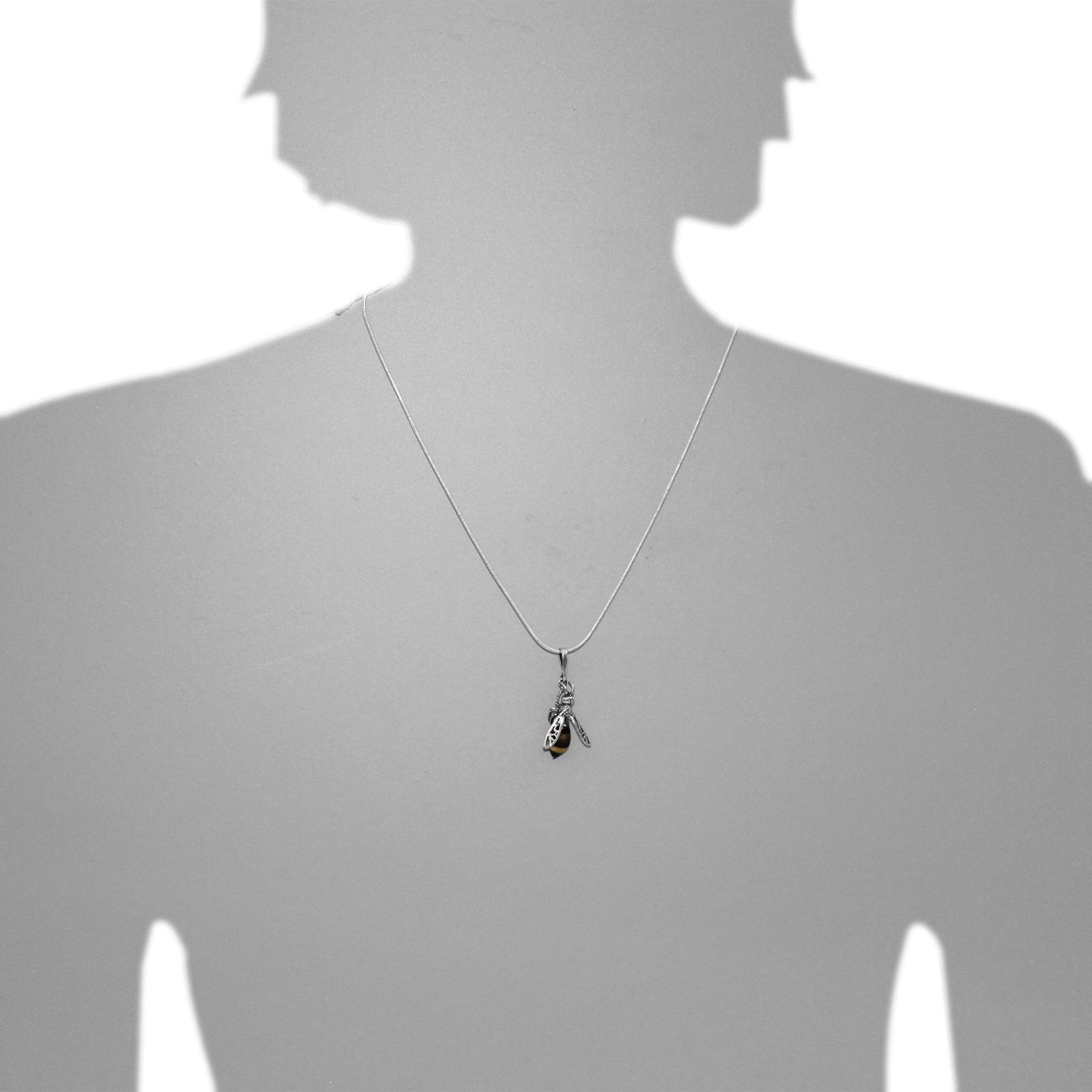 OSTSEE-SCHMUCK Kettenanhänger »- Wespe 28 mm - Silber 925/000 - Bernstein«