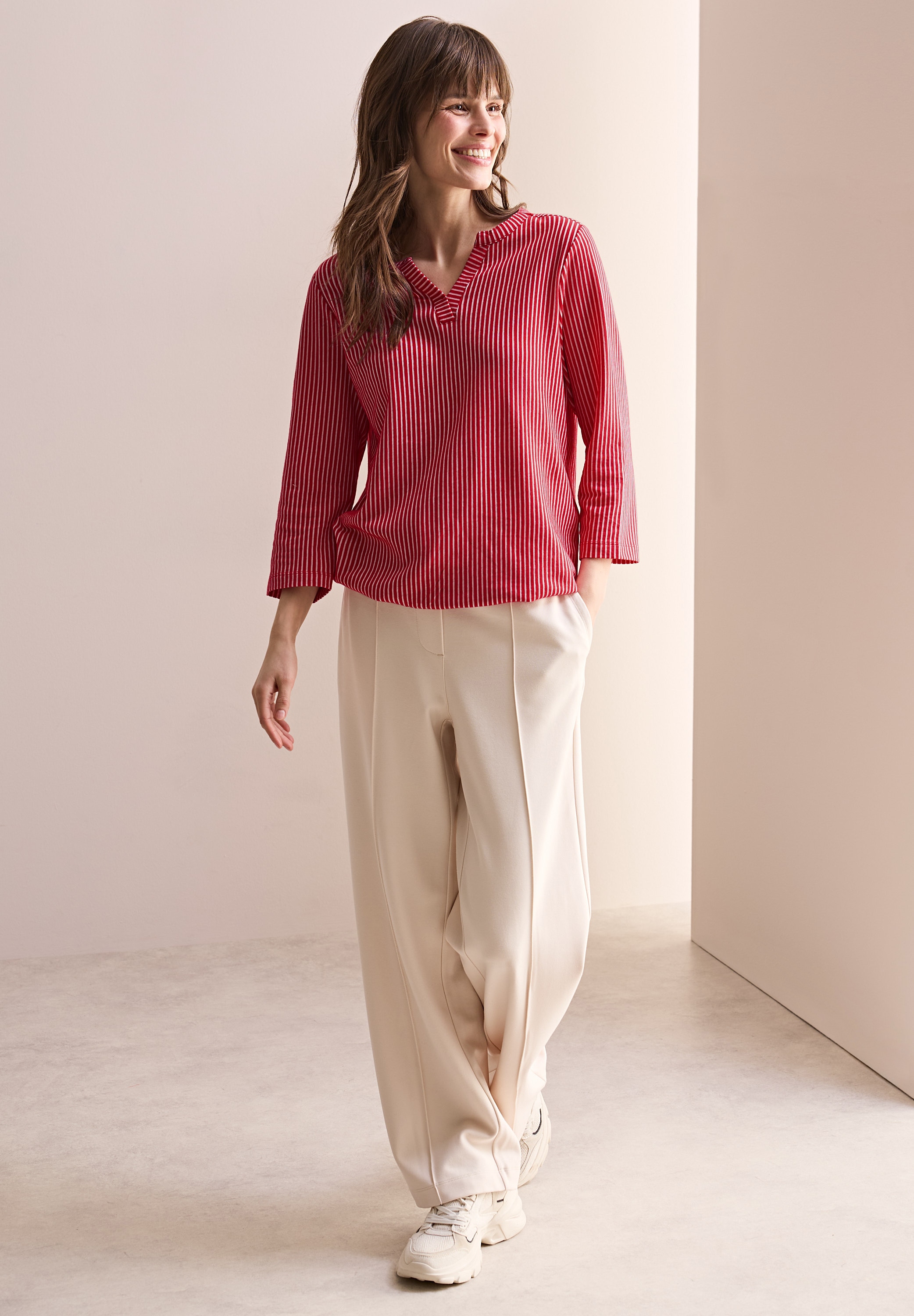 Cecil 3/4-Arm-Shirt, im Tunika-Look, mit geschlitztem Rundhals