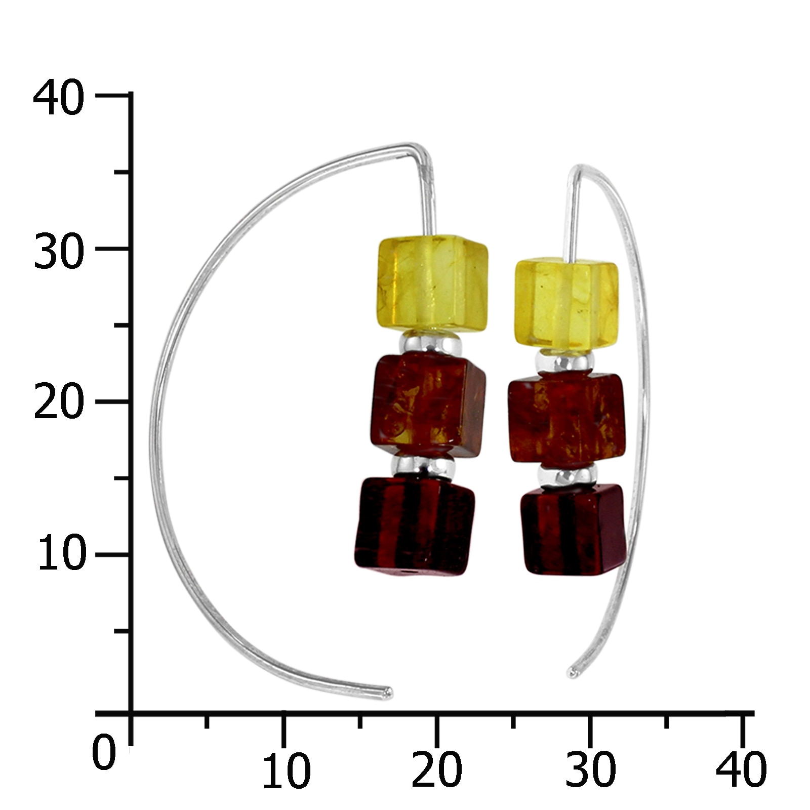 OSTSEE-SCHMUCK Paar Ohrhänger »- Würfel - Silber 925/000 - Bernstein«