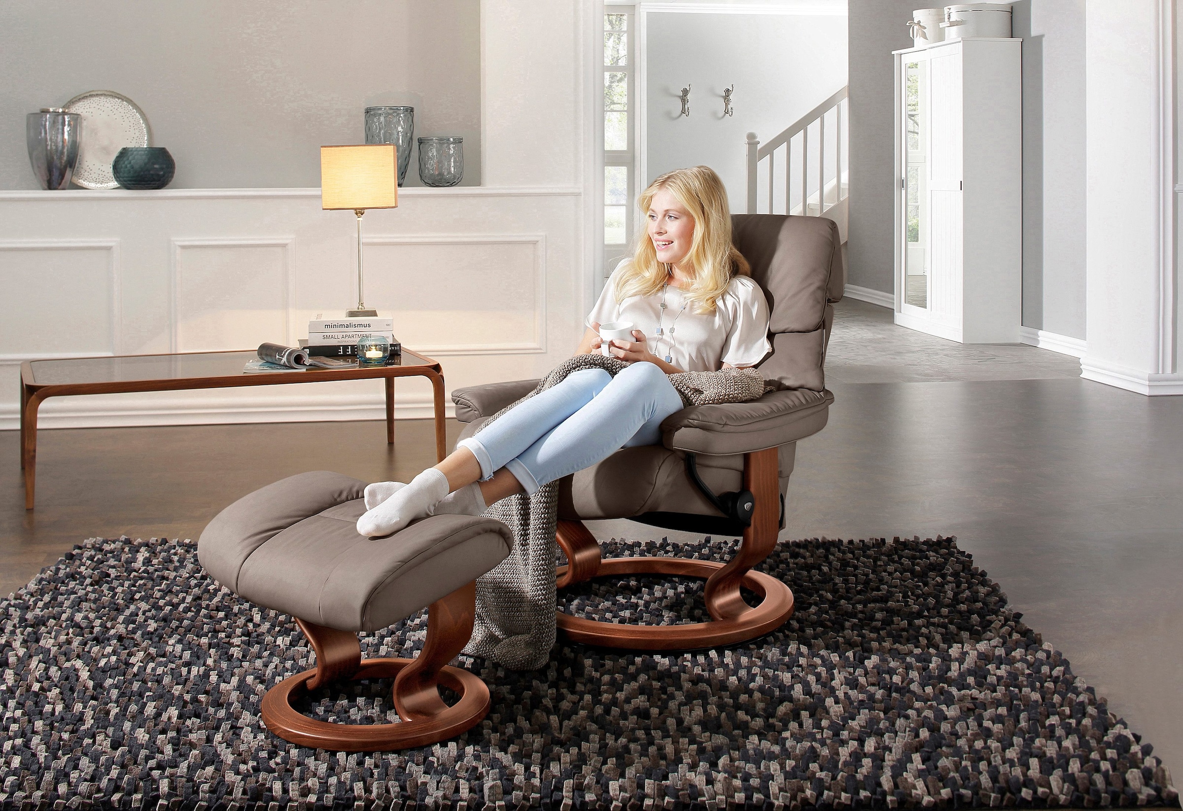 Stressless® Relaxsessel »Ruby« Set,  mit Classic Base, Größe L, Gestell Eiche, Wenge, Braun & Schwarz