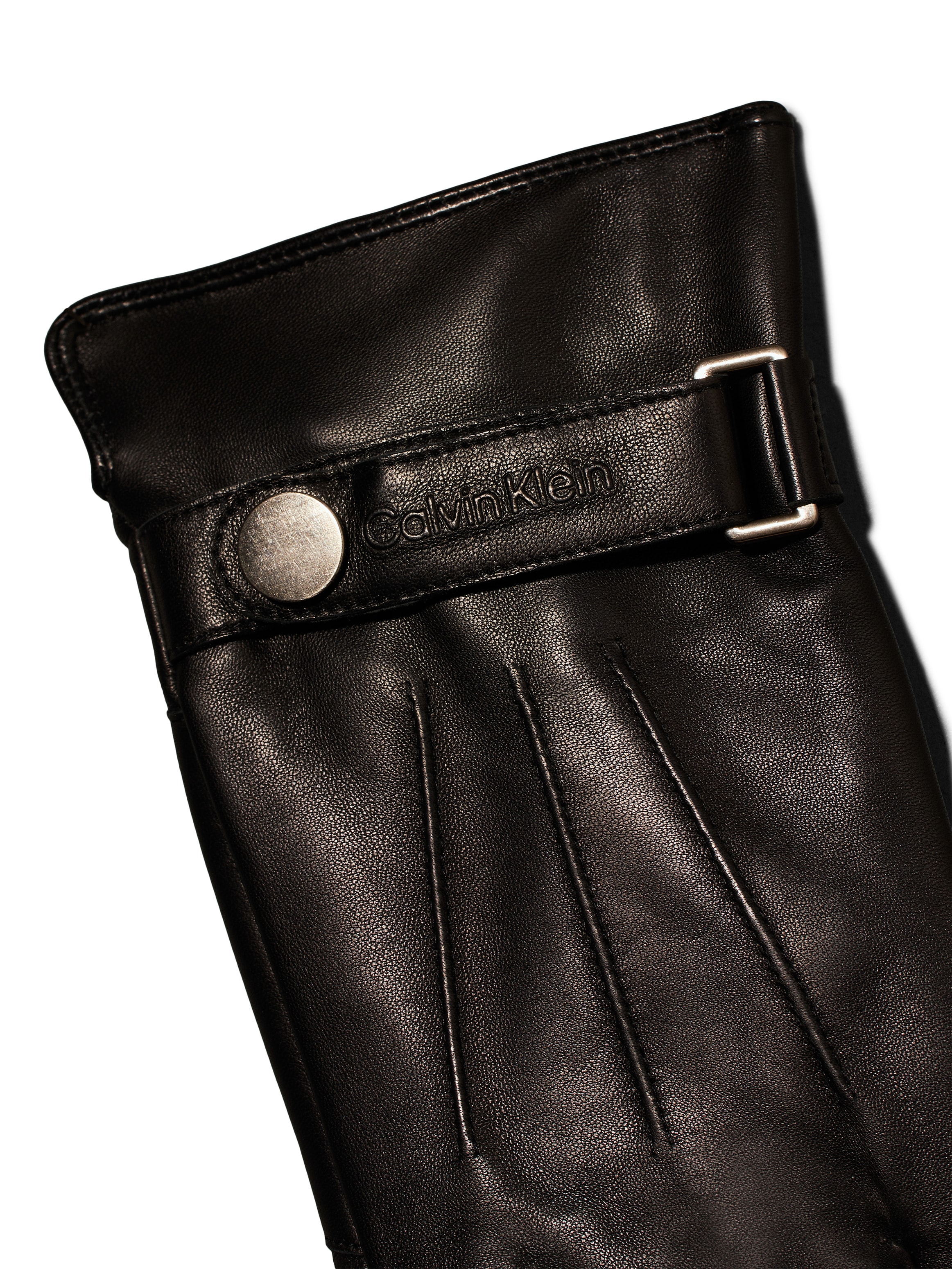 Calvin Klein Lederhandschuhe »LEATHER RIVET GLOVES«, mit Logoschriftzug