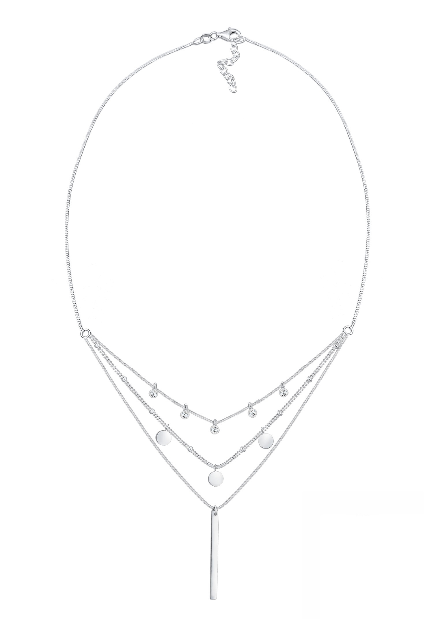 Elli Silberkette »Halskette Layer Weiß 925 Sterling Silber, mit Kristallen von Swarovski®«