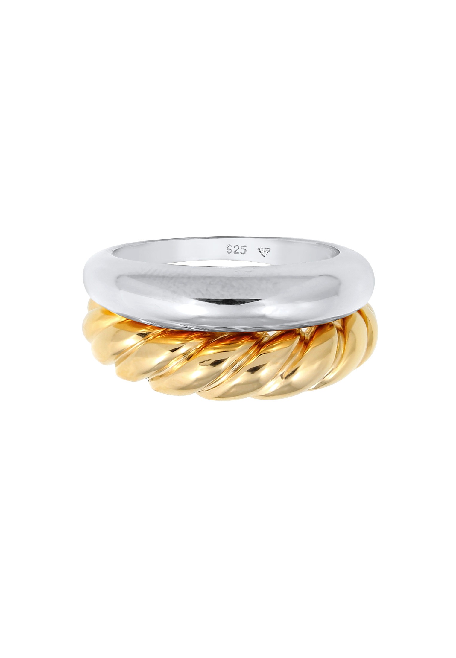 Elli Premium Ring-Set »Ring Gedreht Bandring Classic (2 tlg) Set 925 Silber«