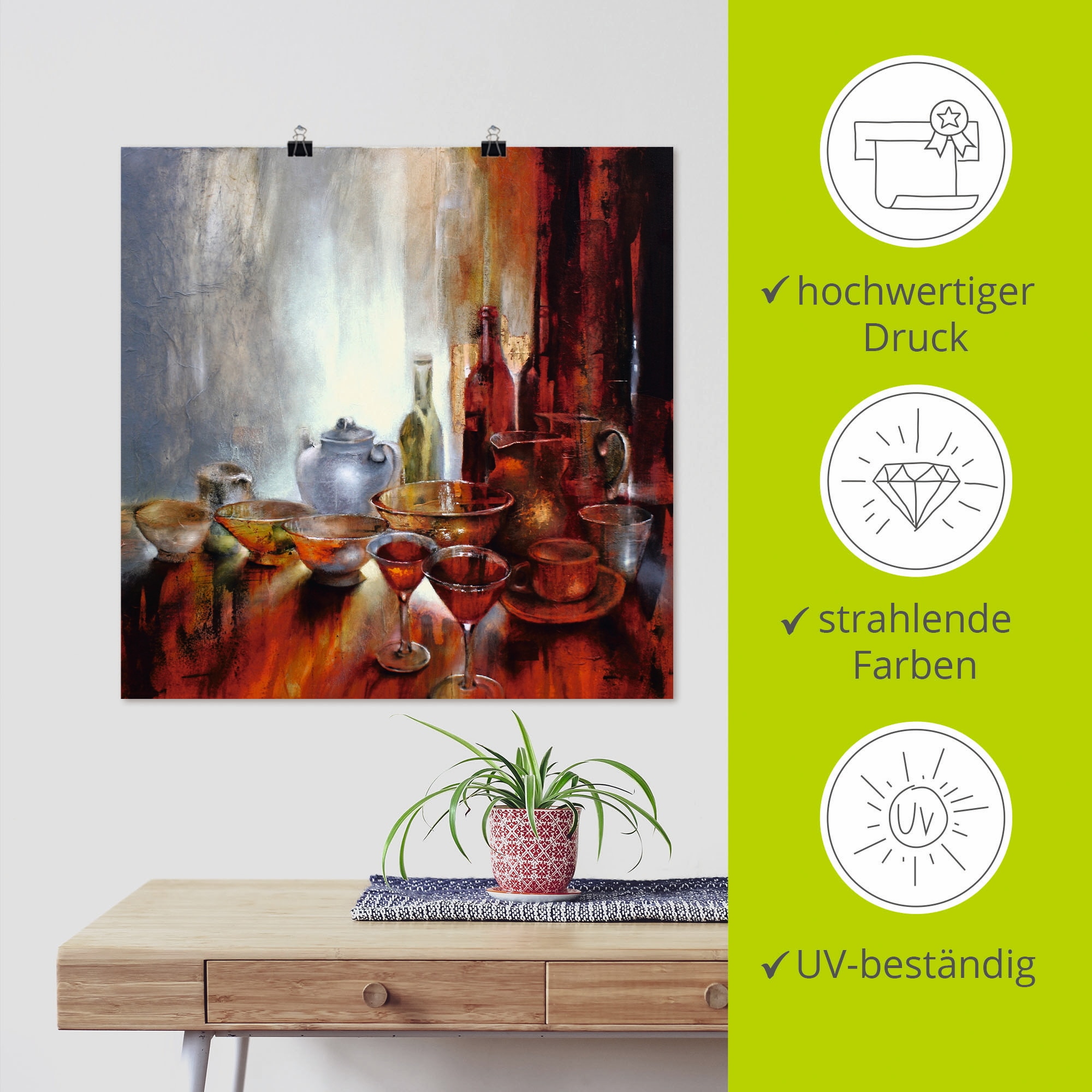Artland Wandbild »Stillleben mit grauer Teekanne«, Geschirr & Besteck, (1 St.), als Alubild, Leinwandbild, Wandaufkleber oder Poster in versch. Größen