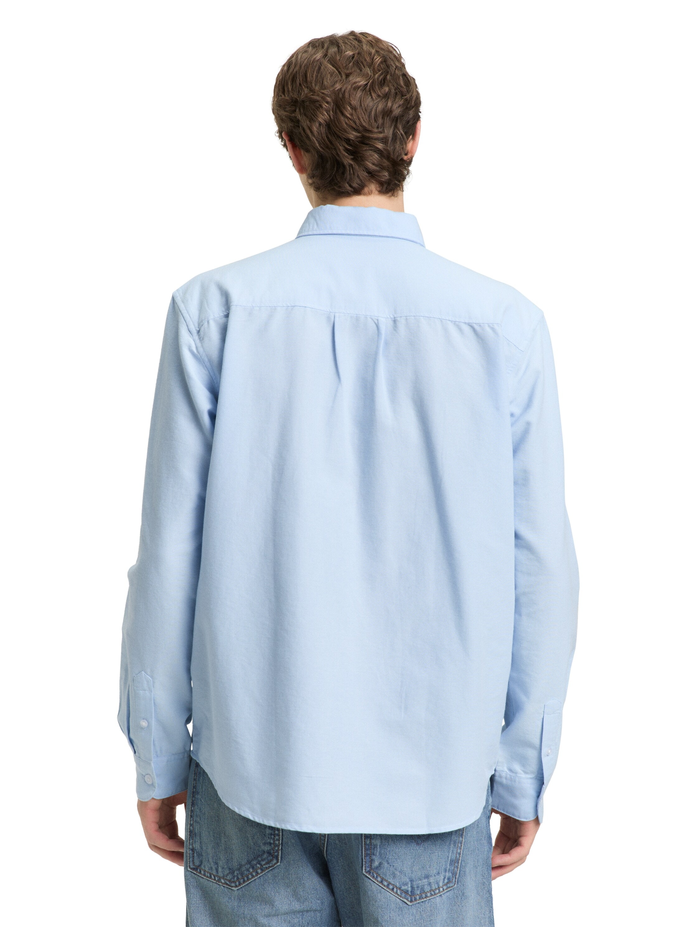 TOM TAILOR Denim Langarmhemd gestreift, mit Button-down-Kragen