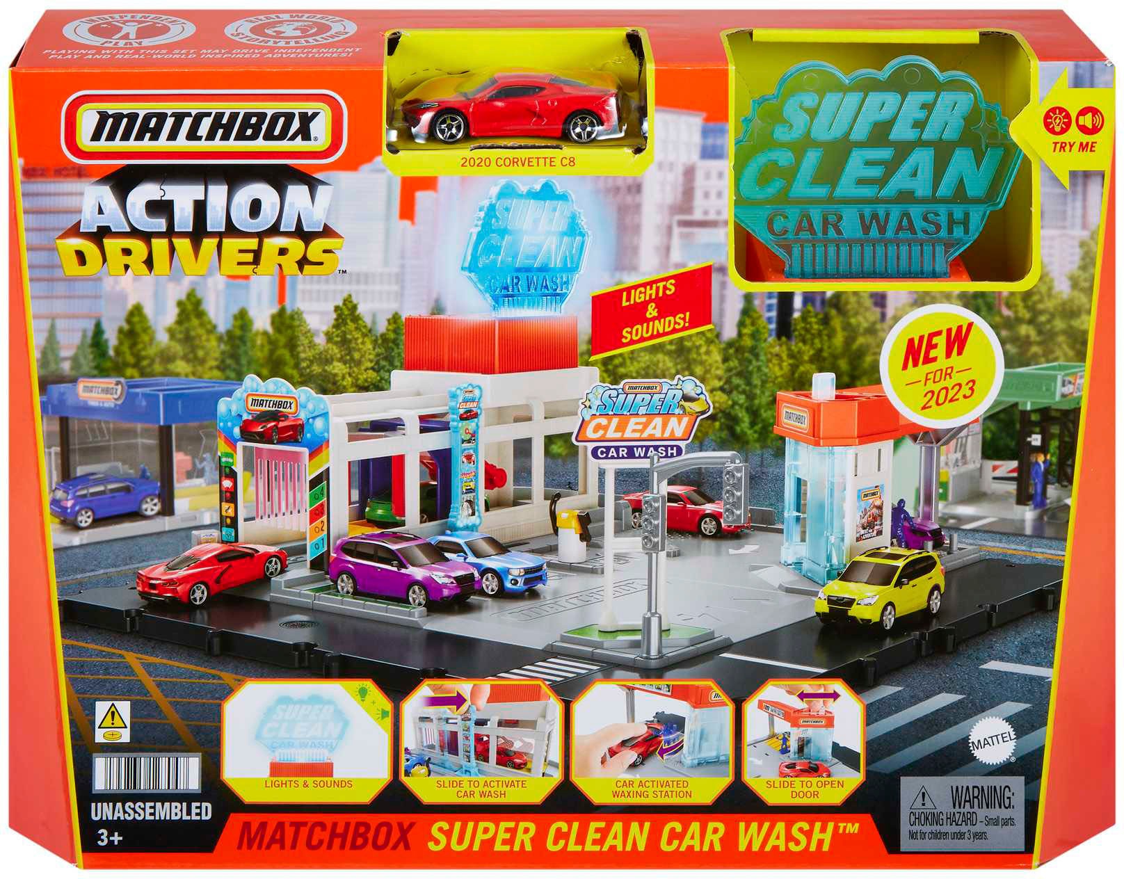 MATCHBOX Spielwelt »Matchbox, Super Clean Autowaschanlage«, mit Licht und Sound; inklusive 1 Matchbox-Auto