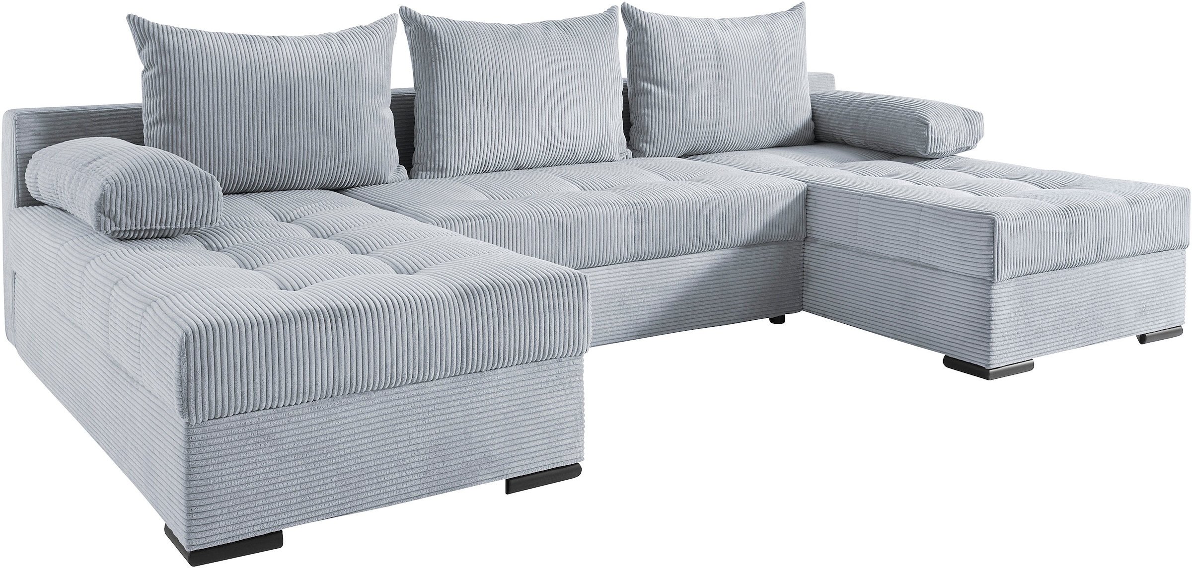 COLLECTION AB Wohnlandschaft »Josy, U-Form, Schlafsofa mit Bettkasten«, (Cord-/Mix), flexible Recamiere, Breite: 269cm, inklusive Rückenkissen, Cord