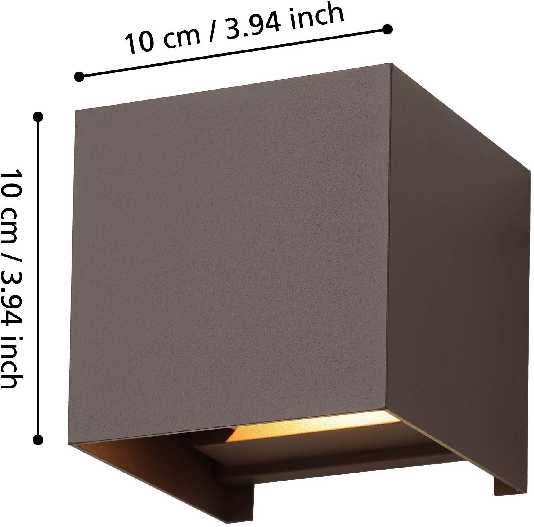EGLO Wandleuchte »Calpino 3 Außenleuchte , Wandleuchte, Up und Down Light, Metall, IP54« LED-Modul 1 Stk. Warmweiß Wand-/Deckenleuchte - L10 x H10 x AL10 cm - rostbraun - 2X2,8W inkl.