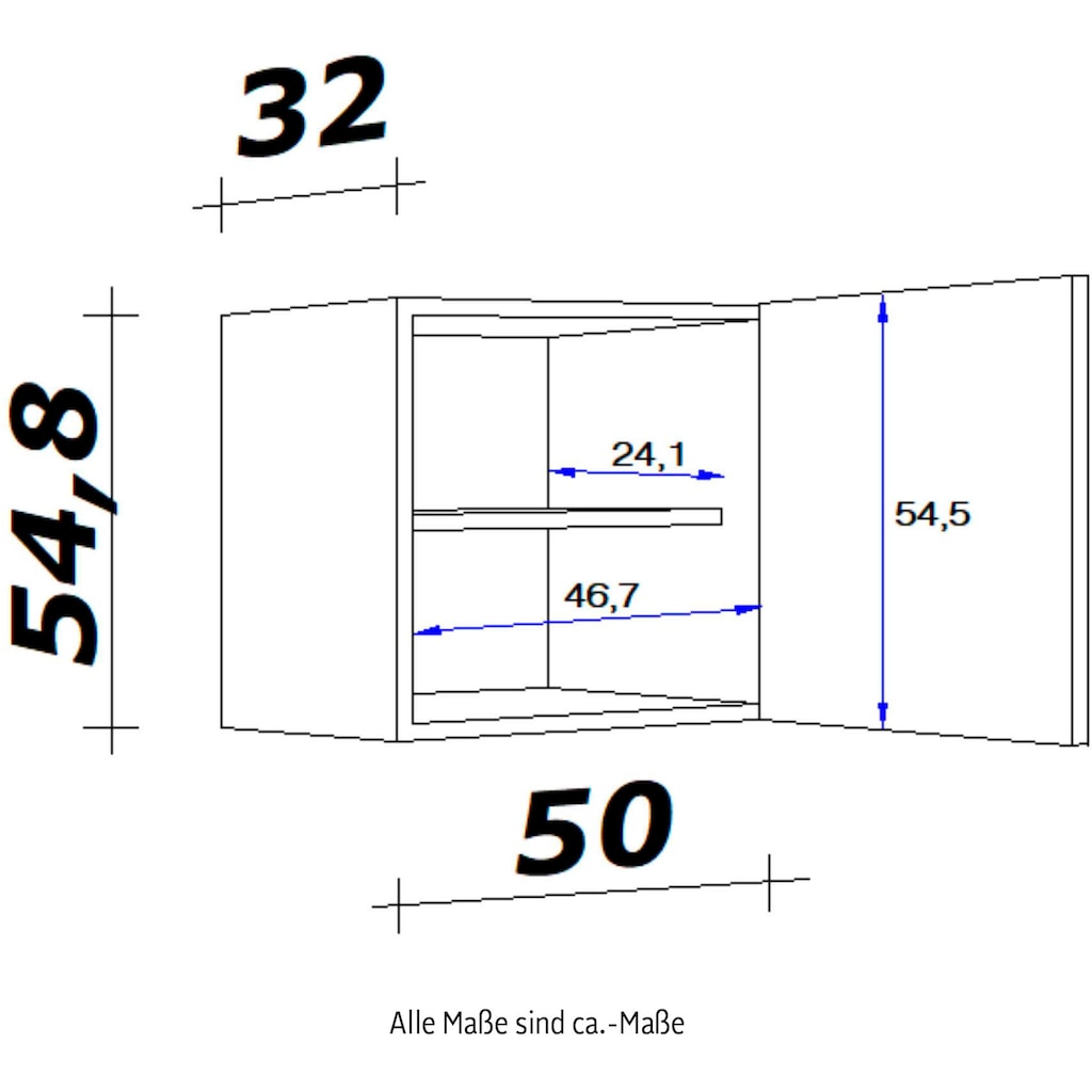 Flex-Well Hängeschrank »Vintea«, (B x H x T) 50 x 54,8 x 32 cm, mit Metallgriffen
