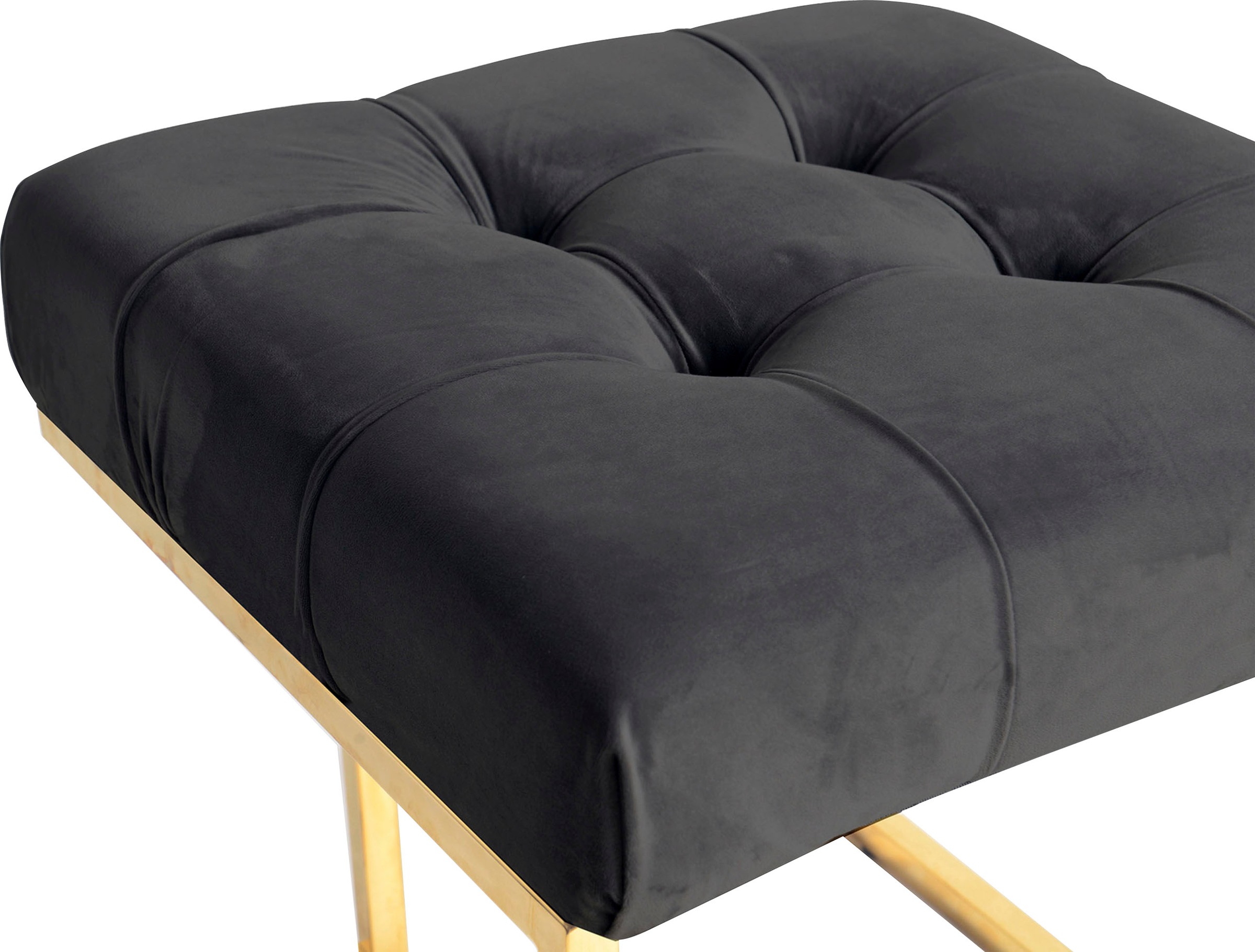 Kayoom Sitzhocker »Hocker Rare, Edler Touch durch goldenes Gestell«, (1 St.), eckig, samtweich, gesteppt, mit Zierknöpfen, Edelstahlgestell