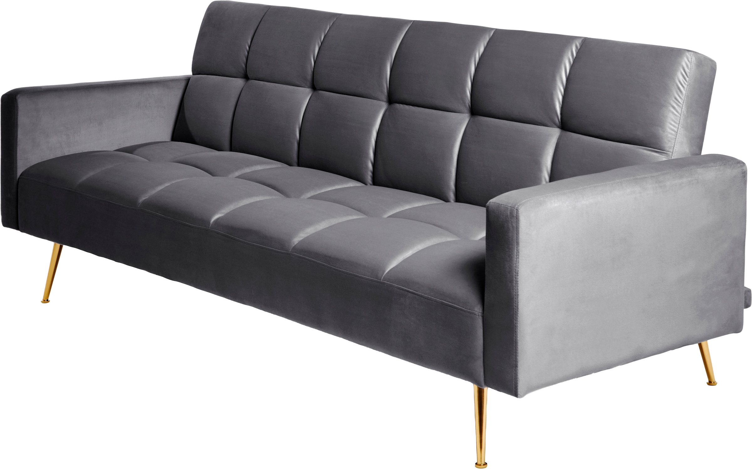 Jahnke Schlafsofa »CHILLAX POSH« mit Schlaffunktion, edler Samtstoff & Füße im Gold-Look, Breite 213 cm