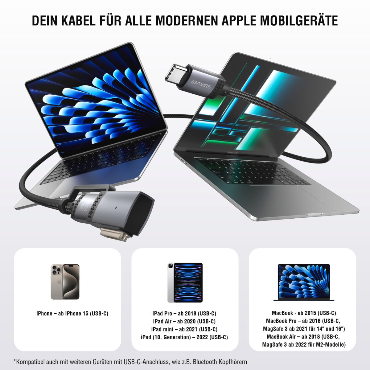 4smarts USB-Kabel »MagSafe 3 Adapter und USB-C Kabel ComboCord 100W 2m«, USB-C