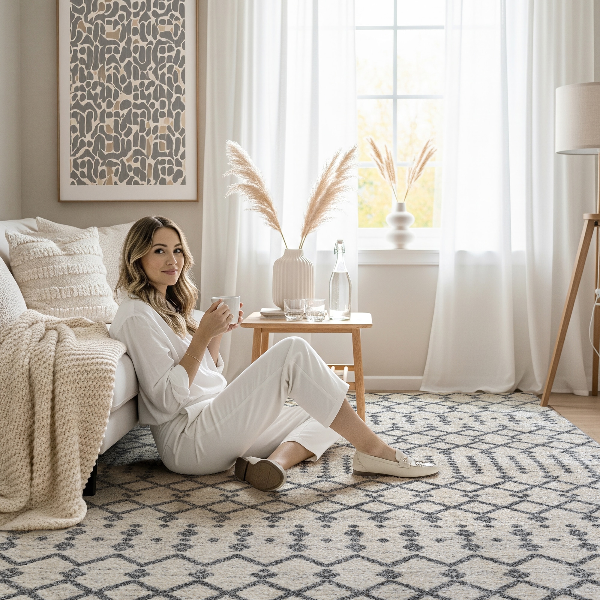 Sanat Teppich »Boho 8203« rechteckig 10 mm Höhe Kurzflor, robust, Boho, Scandic, für Fussbodenheizung geeignet