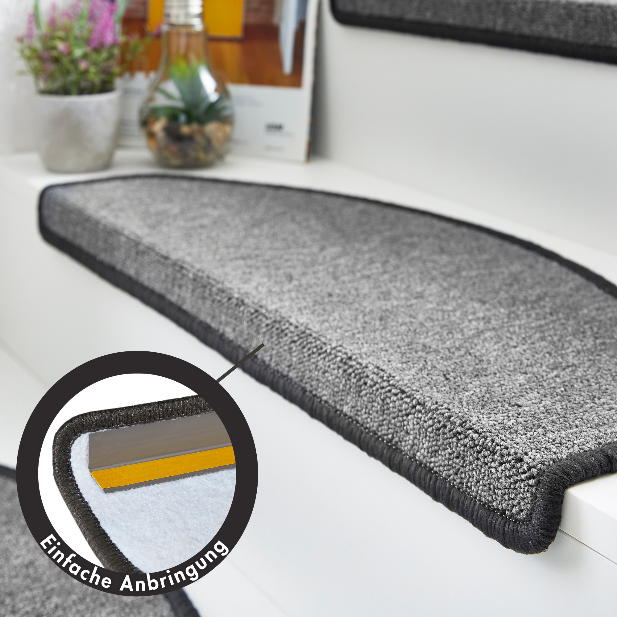 Andiamo Stufenmatte »Rambo, Made in Poland« halbrund 4 mm Höhe melierte Schlinge, selbstklebend, 15 Stück in einem Set