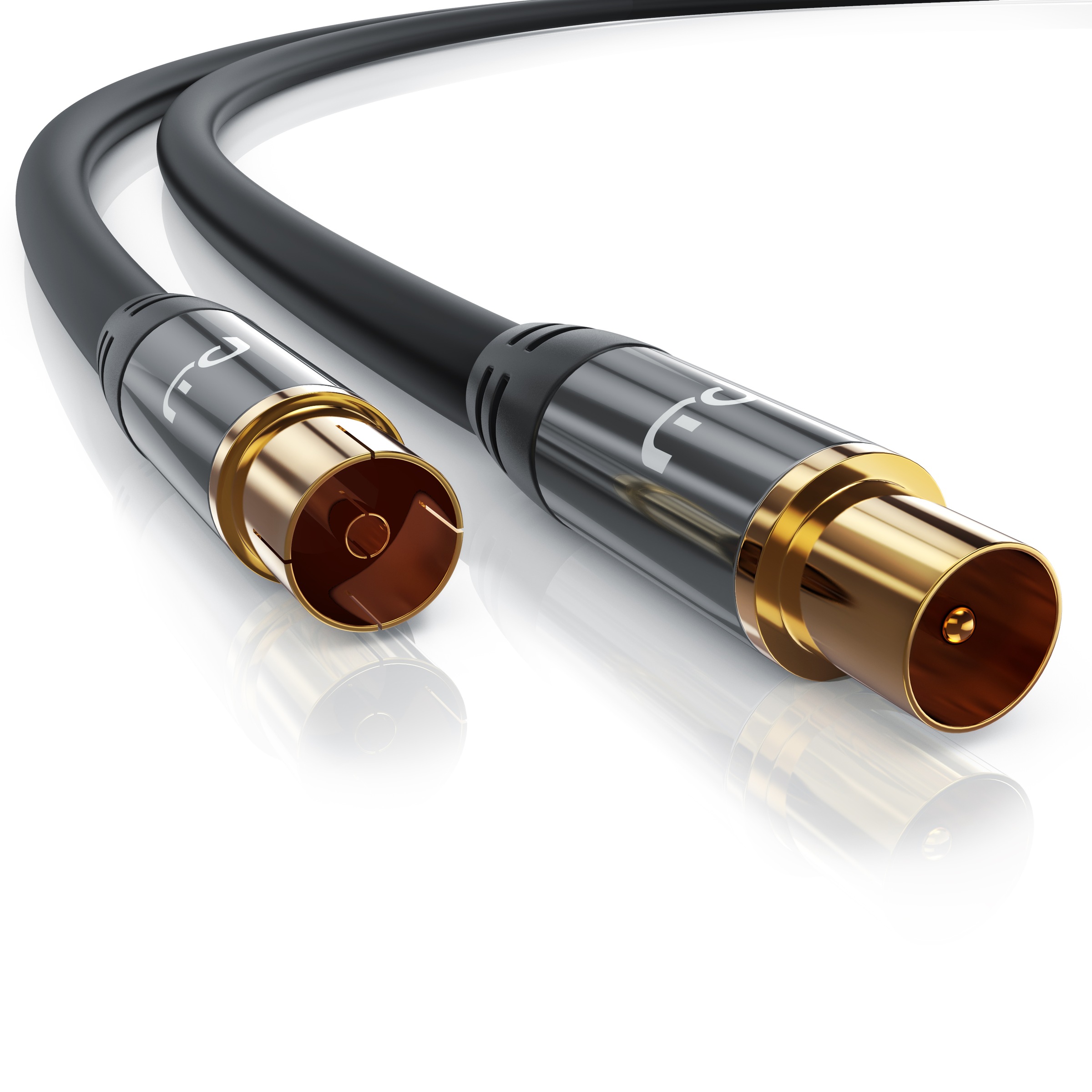 HDTV Antennenkabel mit 4-fach Schirmung »IEC-Stecker zu RF-Buchse /...