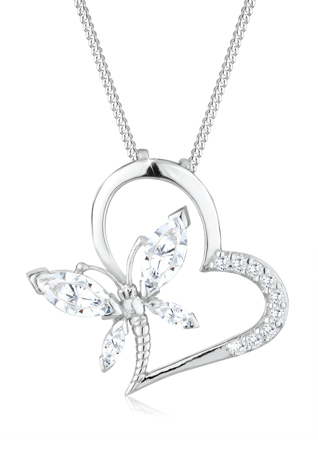 Elli Collierkettchen »Herz Schmetterling Zirkonia 925 Silber Noble«