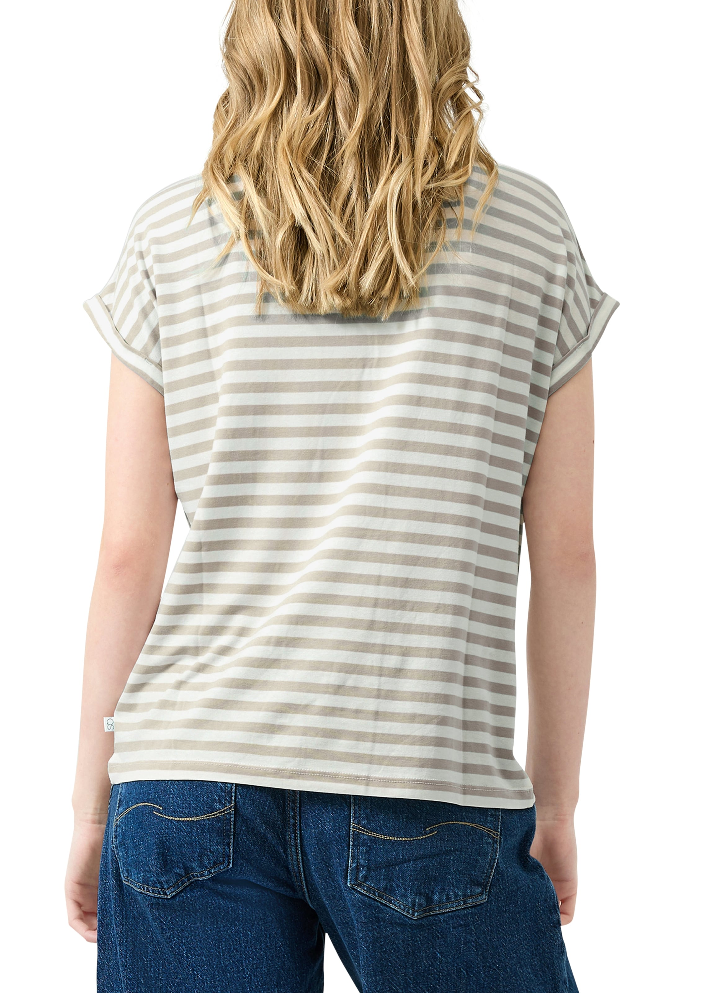 QS Kurzarmshirt im Streifen-Design