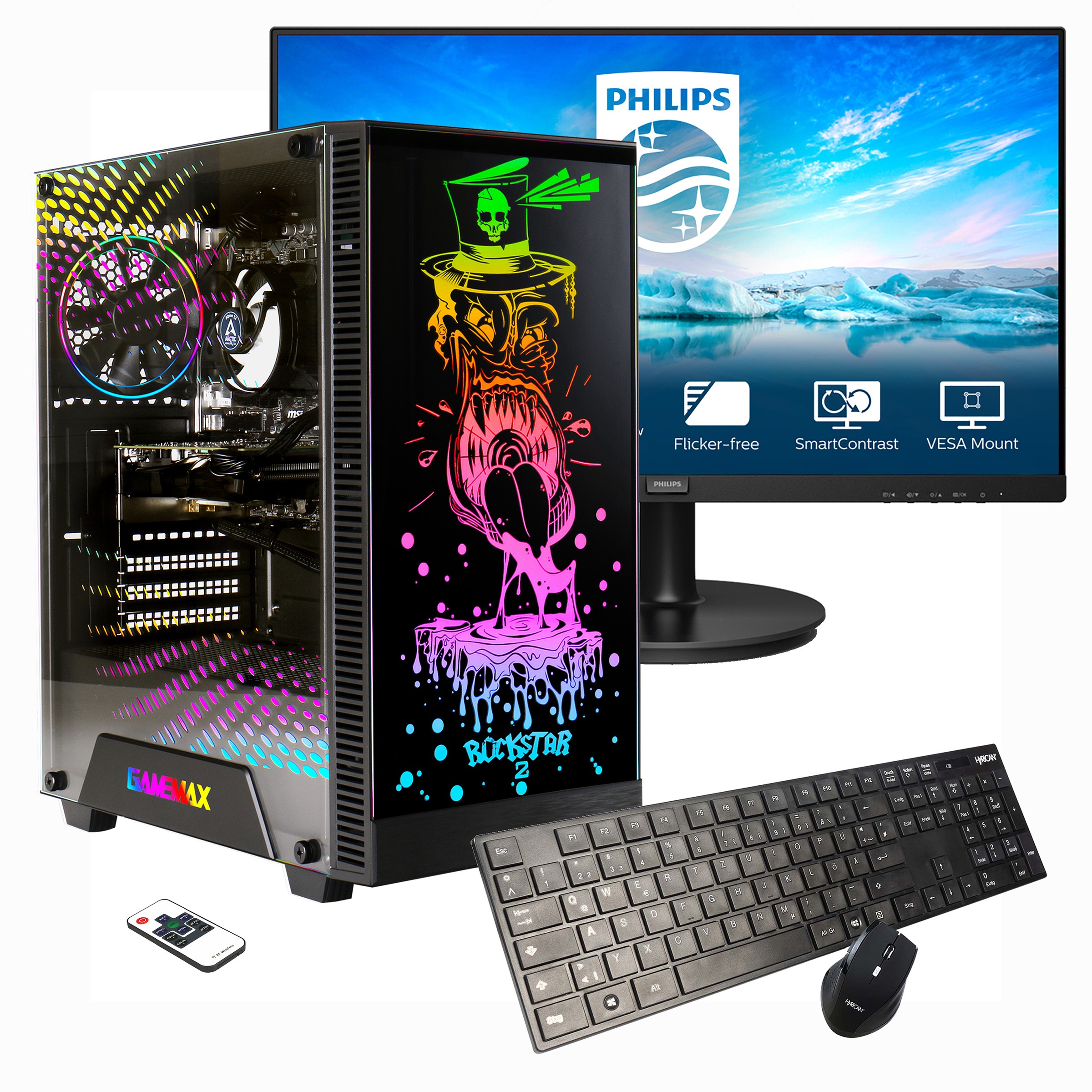 Hyrican PC-Komplettsystem »Multimedia Rockstar SET02169«, Windows 11, inklusive 27 Monitor Philips 271V8LA