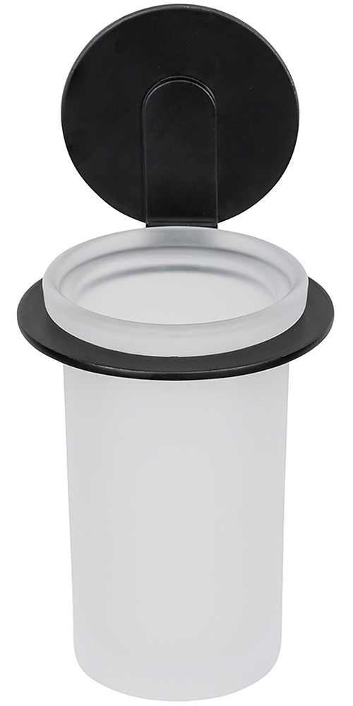 WENKO Zahnputzbecher »Turbo-Loc® Modell Bivio«, mit Wandhalterung ohne Bohren, Aluminium, satiniertes Glas