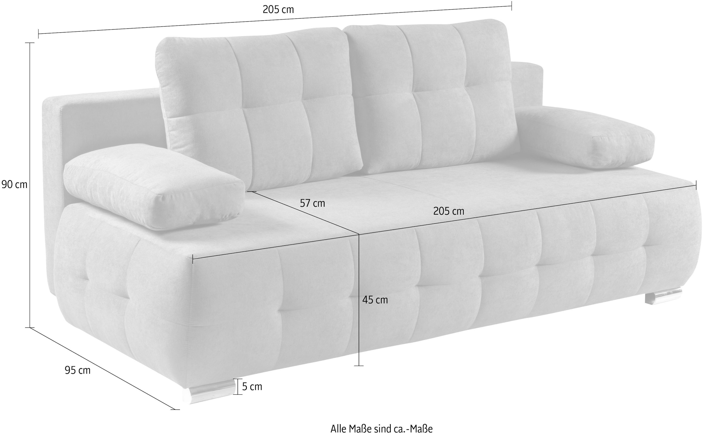 WERK2 Schlafsofa »Indigo 205 cm breit Bettsofa mit Bettkasten« Luxus-Microfaser weich, Schlaffunktion, Bettkasten