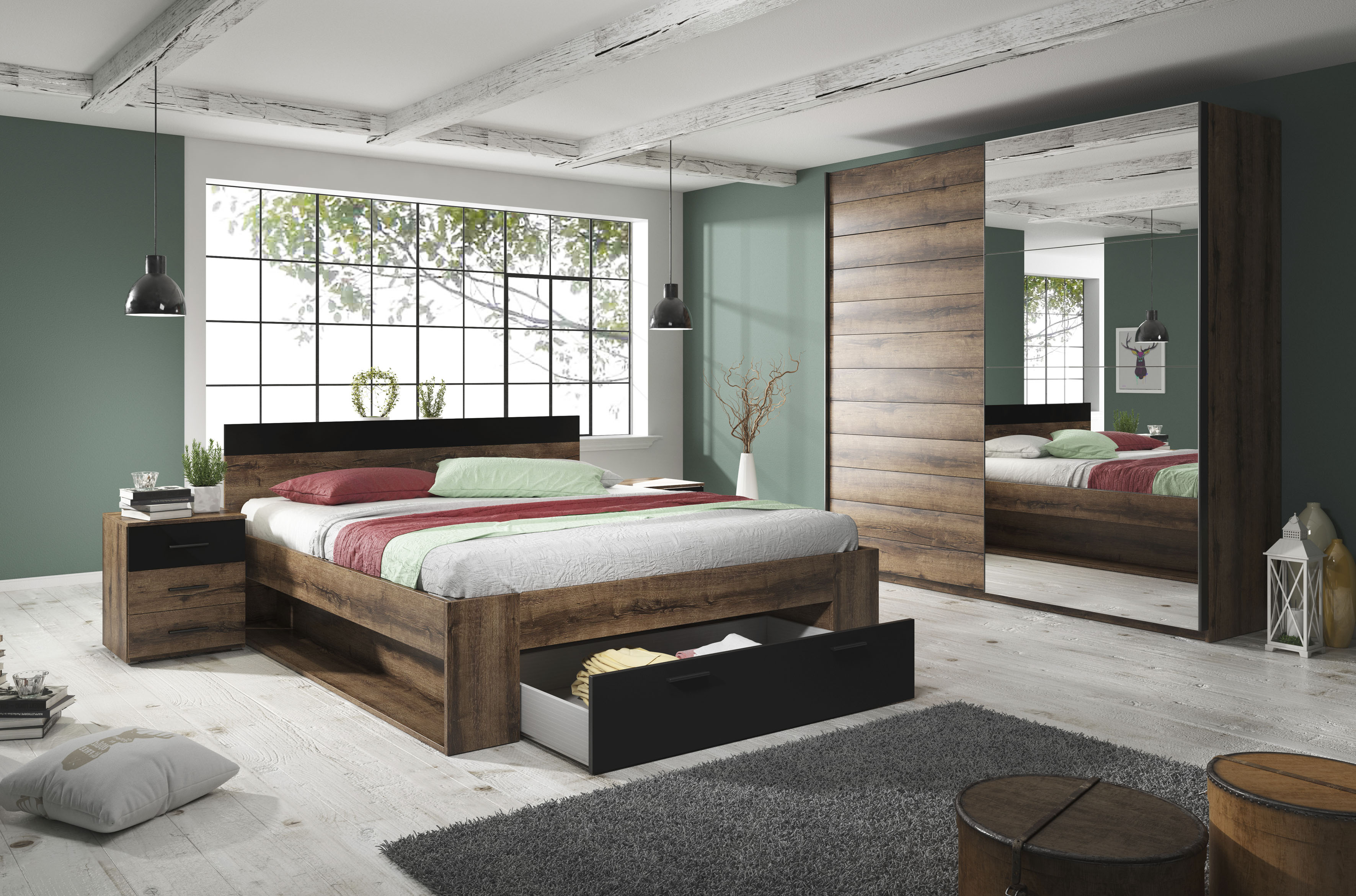Schlafzimmer-Set »Beta«, (4 St.), wahlweise in 3 Farben und 2 Bettgrößen