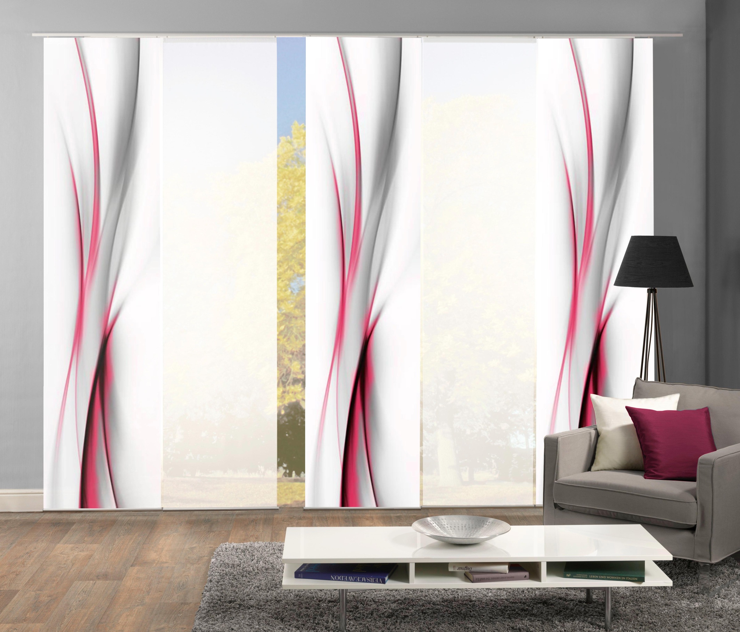 HOME WOHNIDEEN Schiebegardine »UFA« Klettband 5 Stk. tlg. HxB: 245x60, inkl. Befestigungszubehör