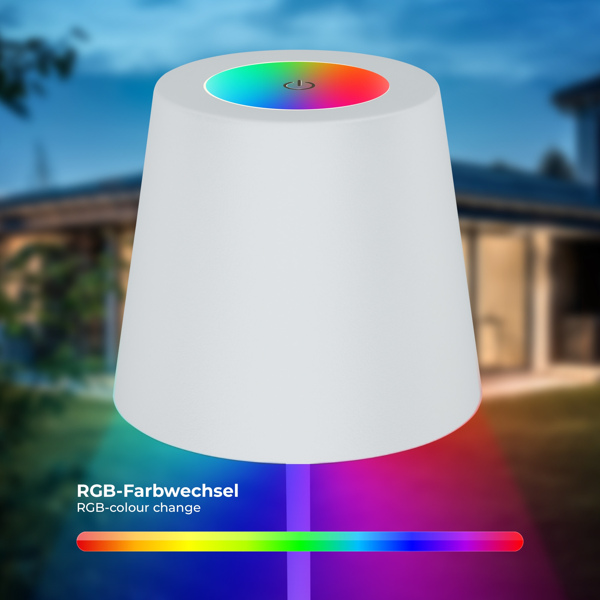 B.K.Licht Außen-Tischleuchte »BK_TL1594 Akku LED Tischlampe, 3-Stufen Touchdimmer, mit USB« LED-Modul 1 Stk. Extra-Warmweiß 2.700 K, 200 Lm, 2,5W, IP44, 12h Leuchtdauer, 36 x 10,5 cm, Weiß