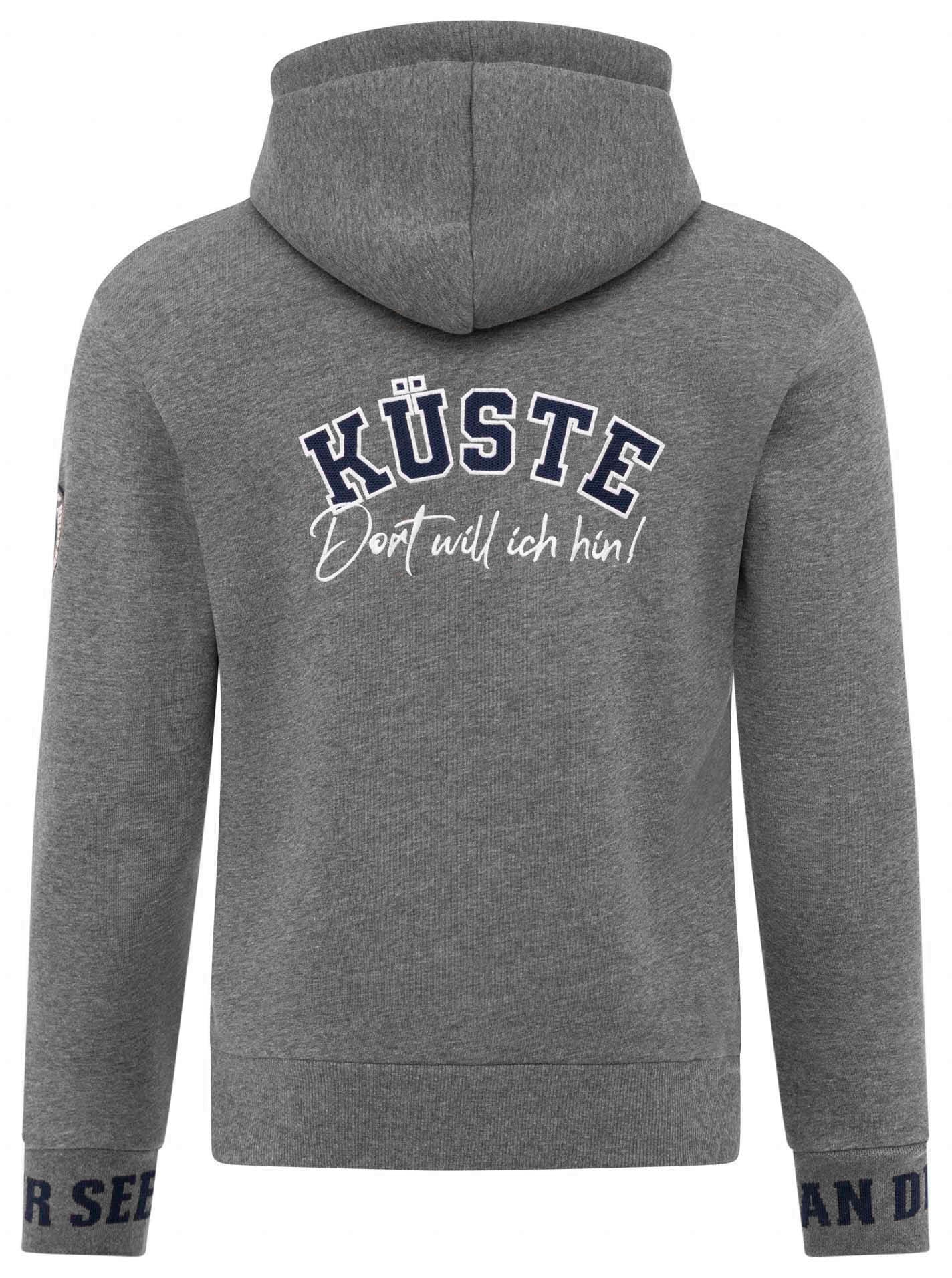 Zwillingsherz Kapuzensweatjacke »"Küste Meer Moin"«, mit Zipper großer Stickerei