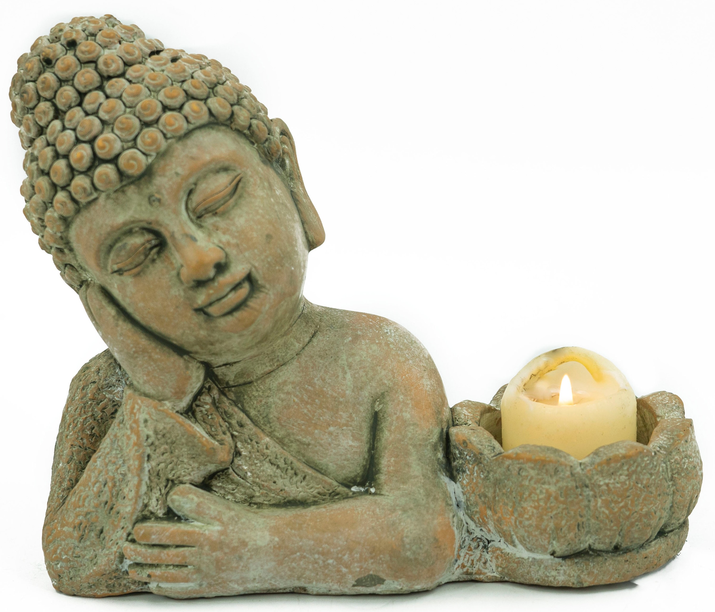 NOOR LIVING Kerzenhalter »Buddha«, (1 St.), aus Zement