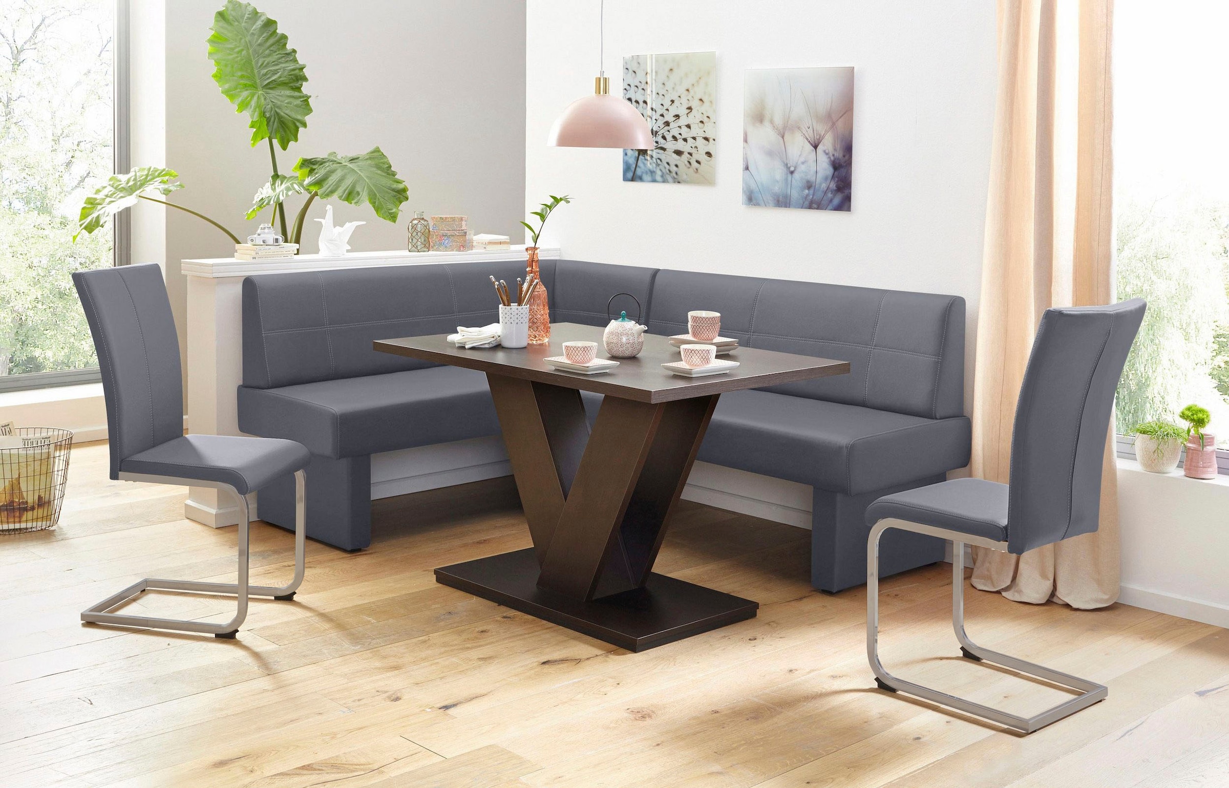 Home affaire Freischwinger »Nils«, (Set), 2 St., Kunstleder, Stuhl belastbar bis 120 Kg, Gestell Metall im Chrom-Look oder Schwarz