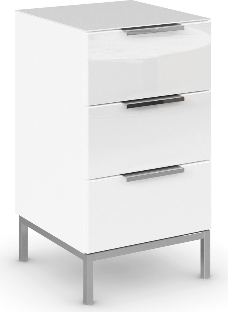 rauch Nachtkommode »Nachttisch Nachtschrank Nachtkonsole FLIPP mit Glasfront« Breite 40 cm,  mit 3 Schubladen und Soft-Close-Funktion, Oberboden und Front Glas