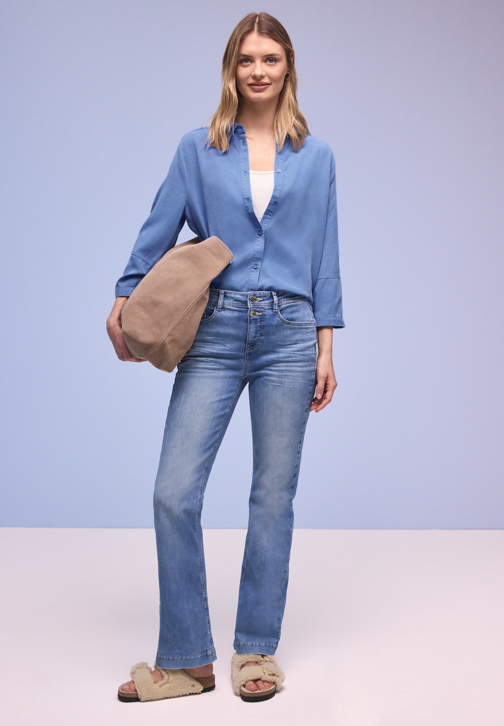 STREET ONE Hemdbluse im Washed-Look, 3/4-Arm