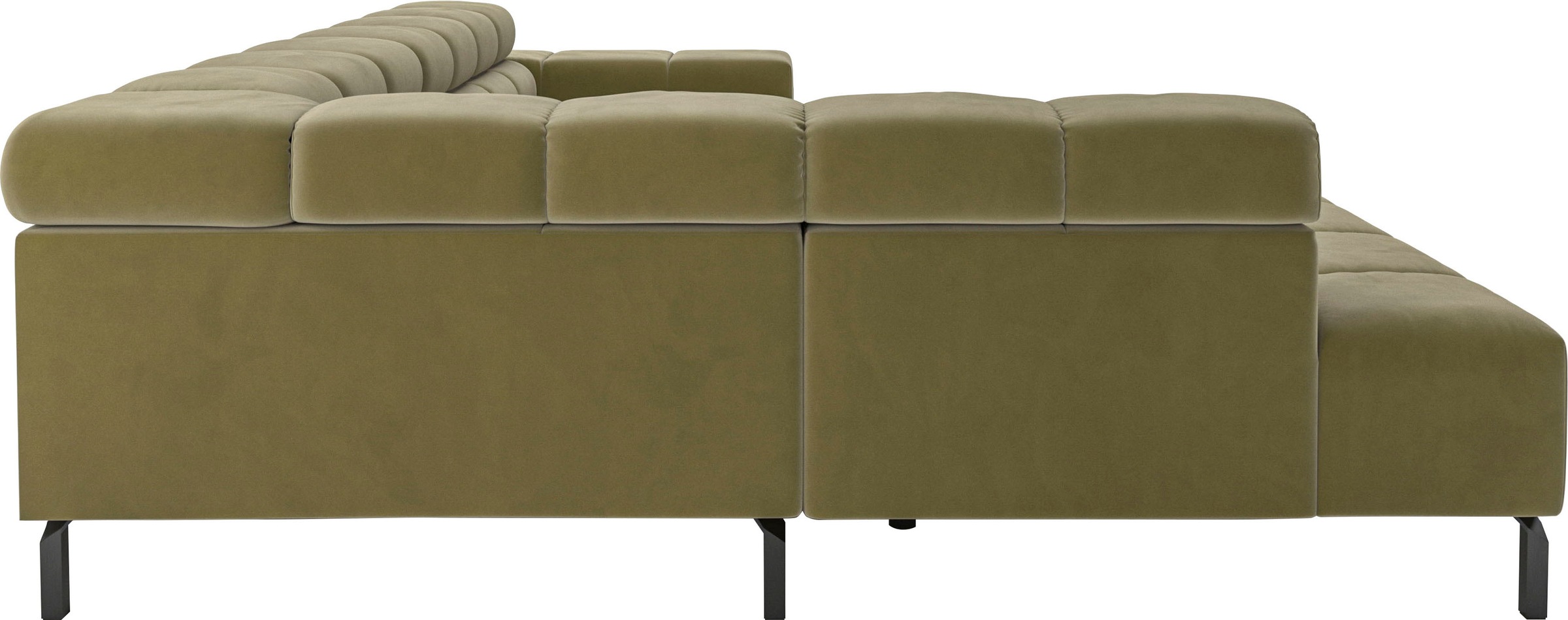 INOSIGN Ecksofa »Ancona New, wahlweise motorische Sitztiefenverstellung, auch in Cord«, feine Steppung, mit Kopfteilverstellung, 3 Zierkissen, L-Form