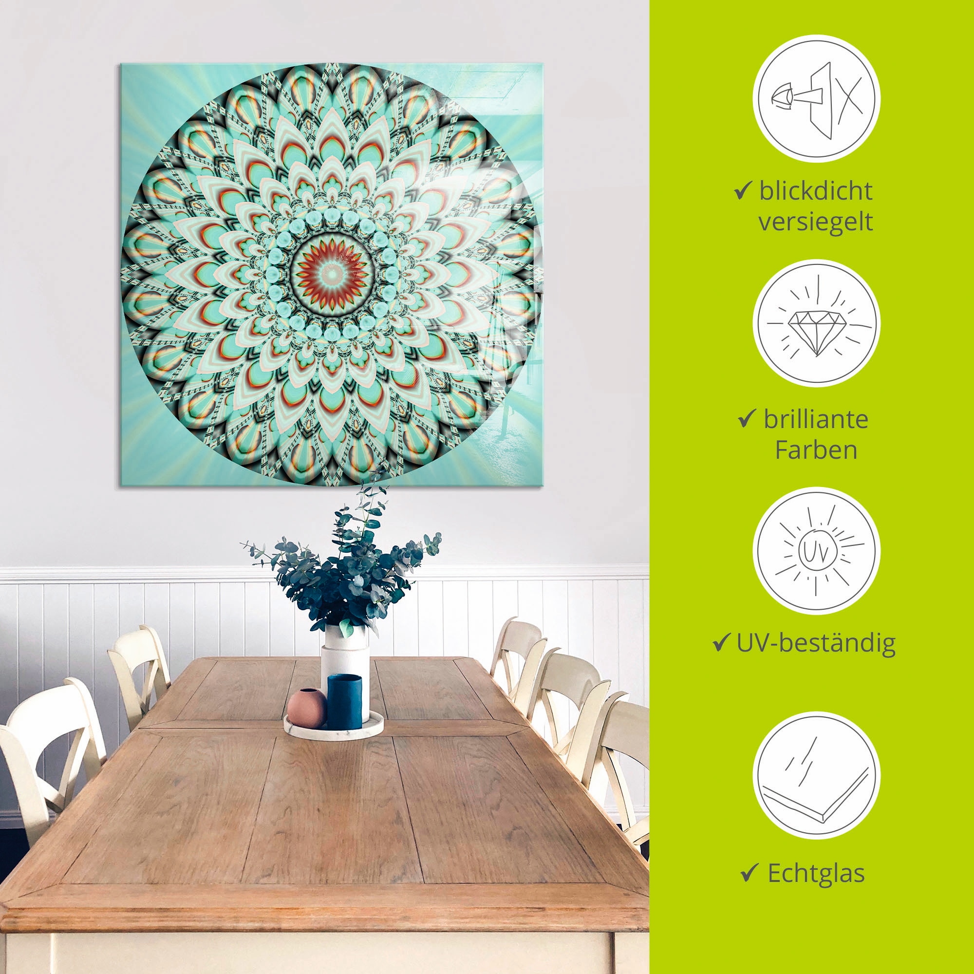 Artland Glasbild »Mandala Integrität«, Muster, (1 St.), in verschiedenen Größen