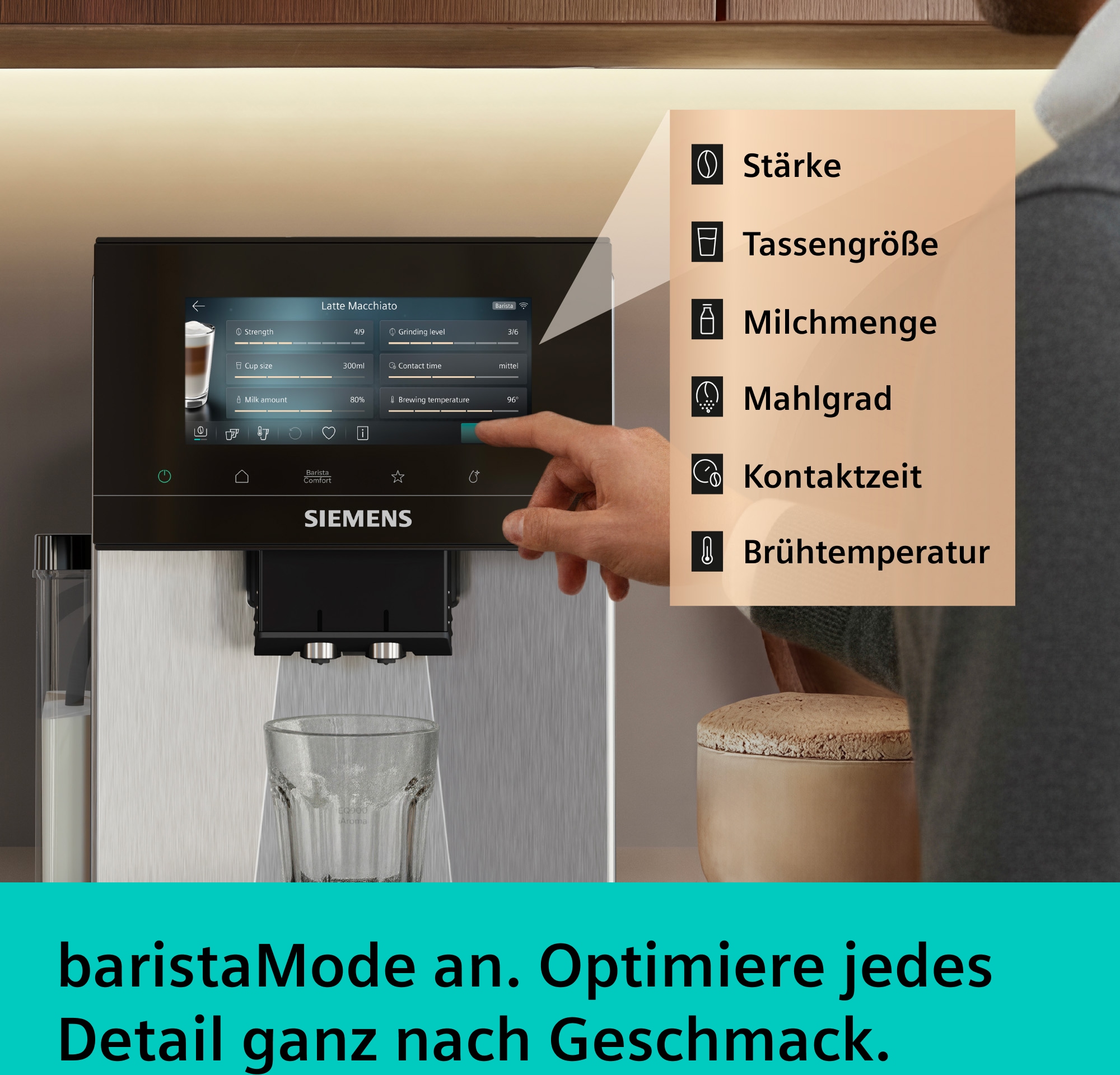 SIEMENS Kaffeevollautomat »EQ900 TQ923E03, 41 versch. Getränke, XL-Getränke, Doppeltassenfunktion« farbiges 6.8'' TFT-Display, individuelle Aromaeinstellung, Edelstahl