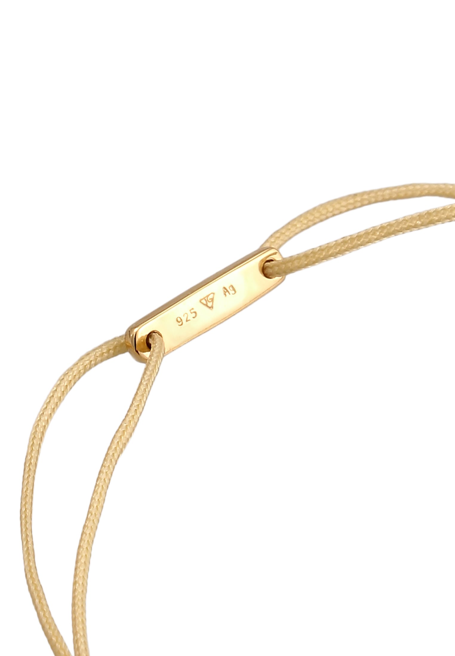 Elli Armkette »Armband Plättchen Nylon Khaki 925 Sterling Silber vergoldet«
