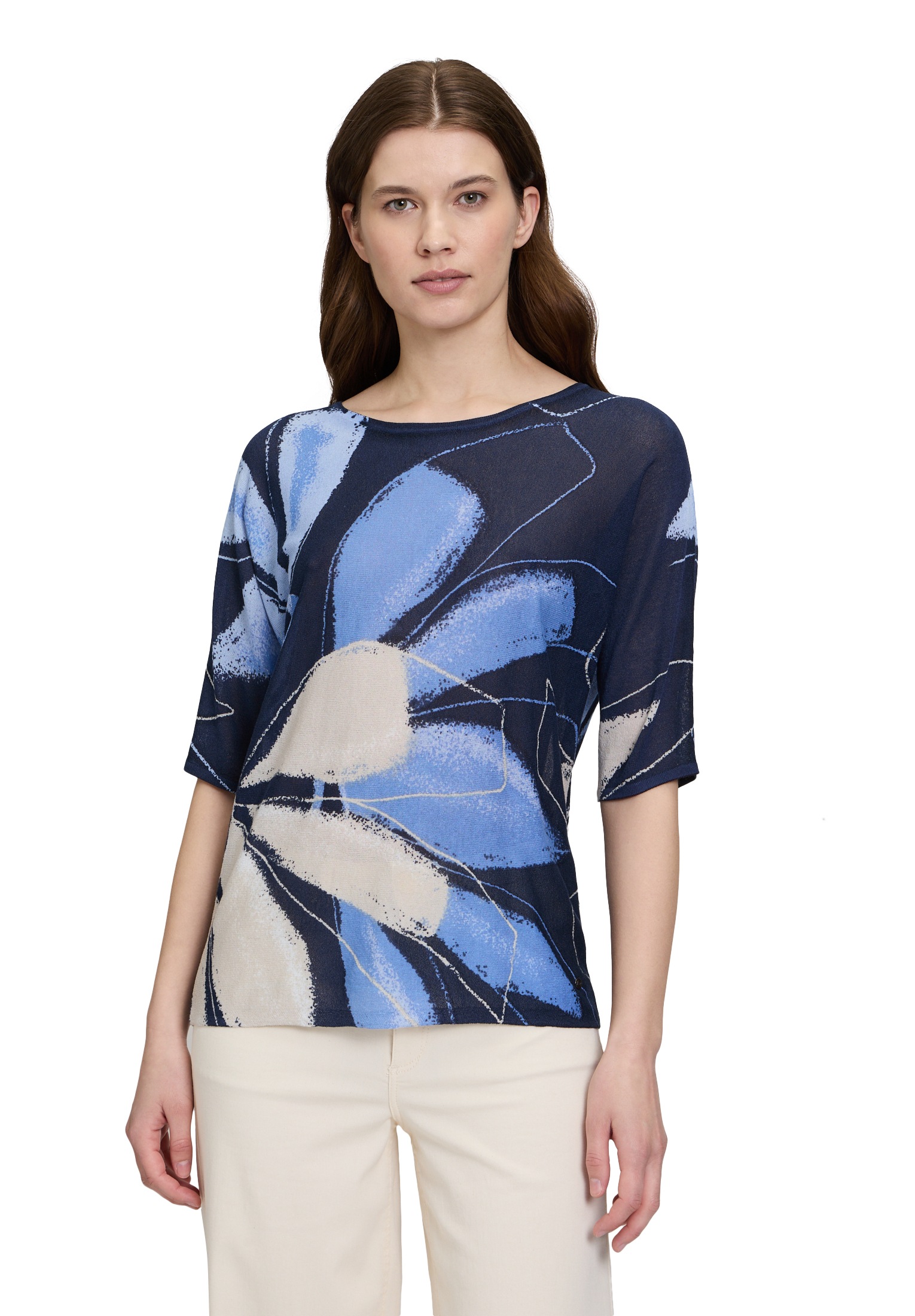 Betty&Co Rundhalspullover »Feinstrickpullover mit Print«