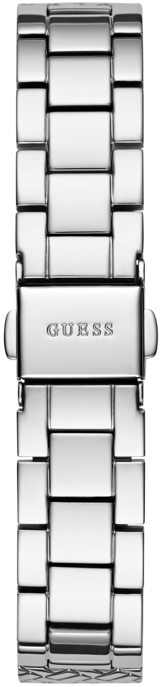 Guess Quarzuhr »ENCHANTMENT«, Armbanduhr, Damenuhr, Kristallsteine, Mineralglas, Edelstahlarmband